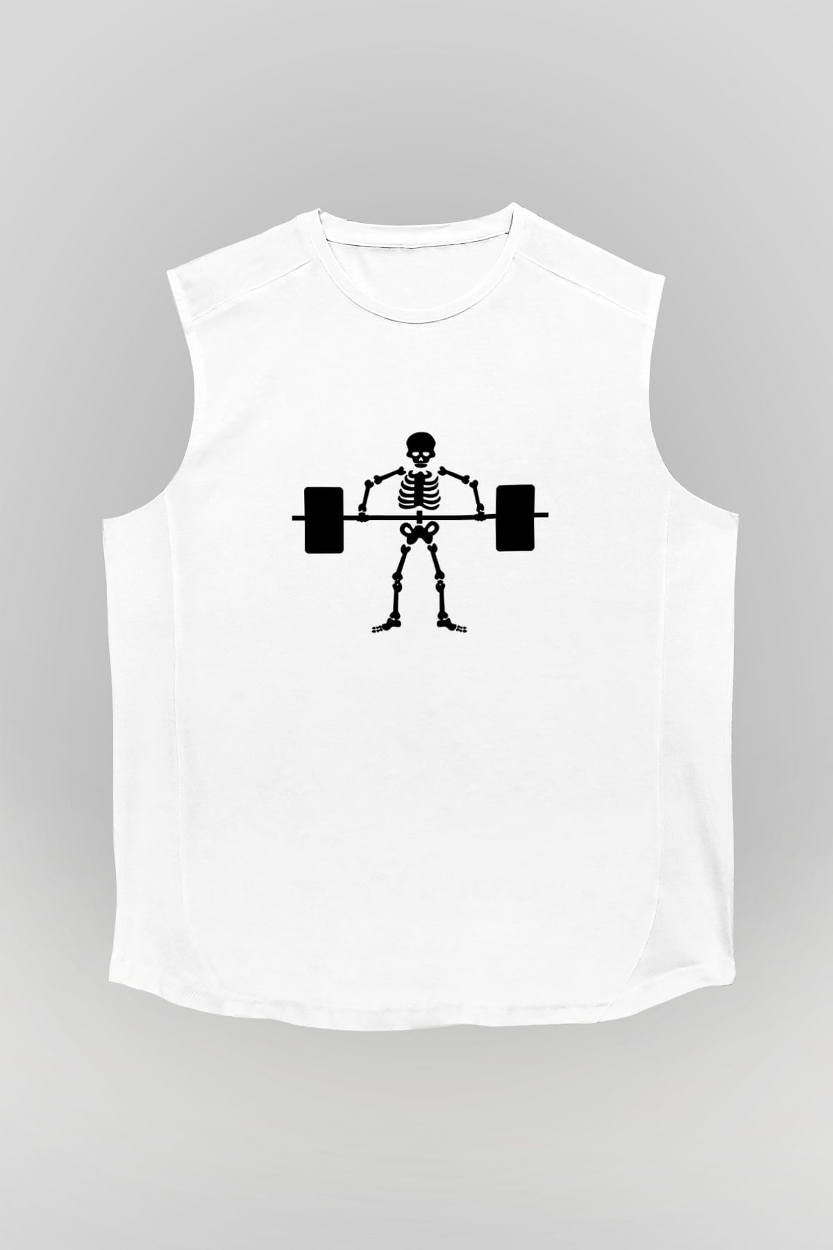 Halter Baskılı Unisex Kolsuz Beyaz Tişört