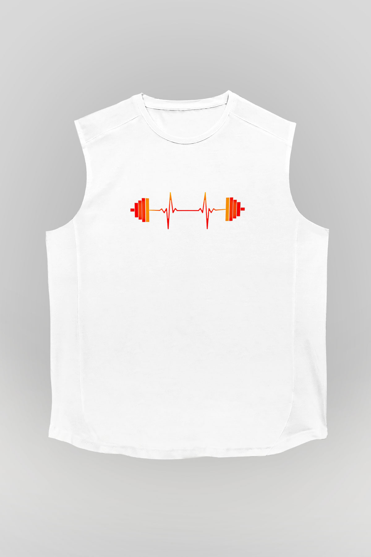 Halter Baskılı Unisex Kolsuz Beyaz Tişört