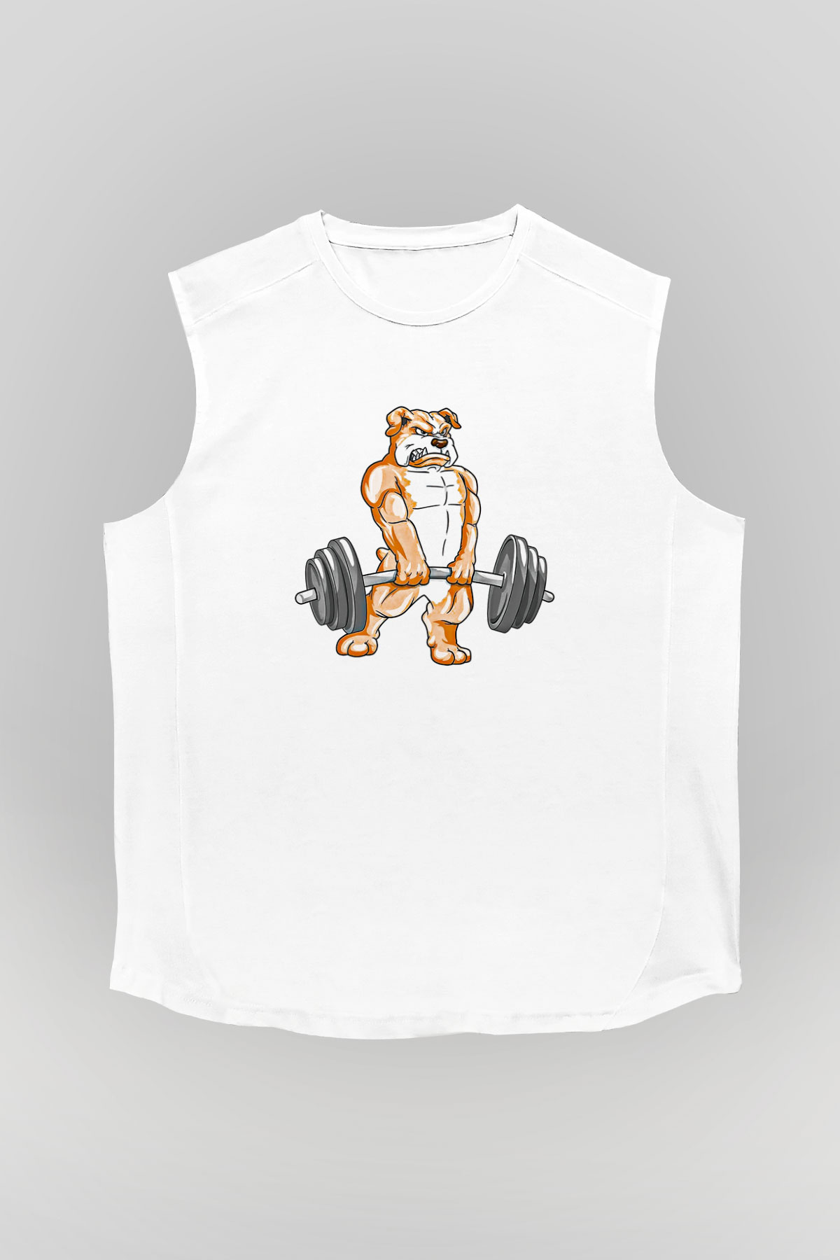 Halter Baskılı Unisex Kolsuz Beyaz Tişört