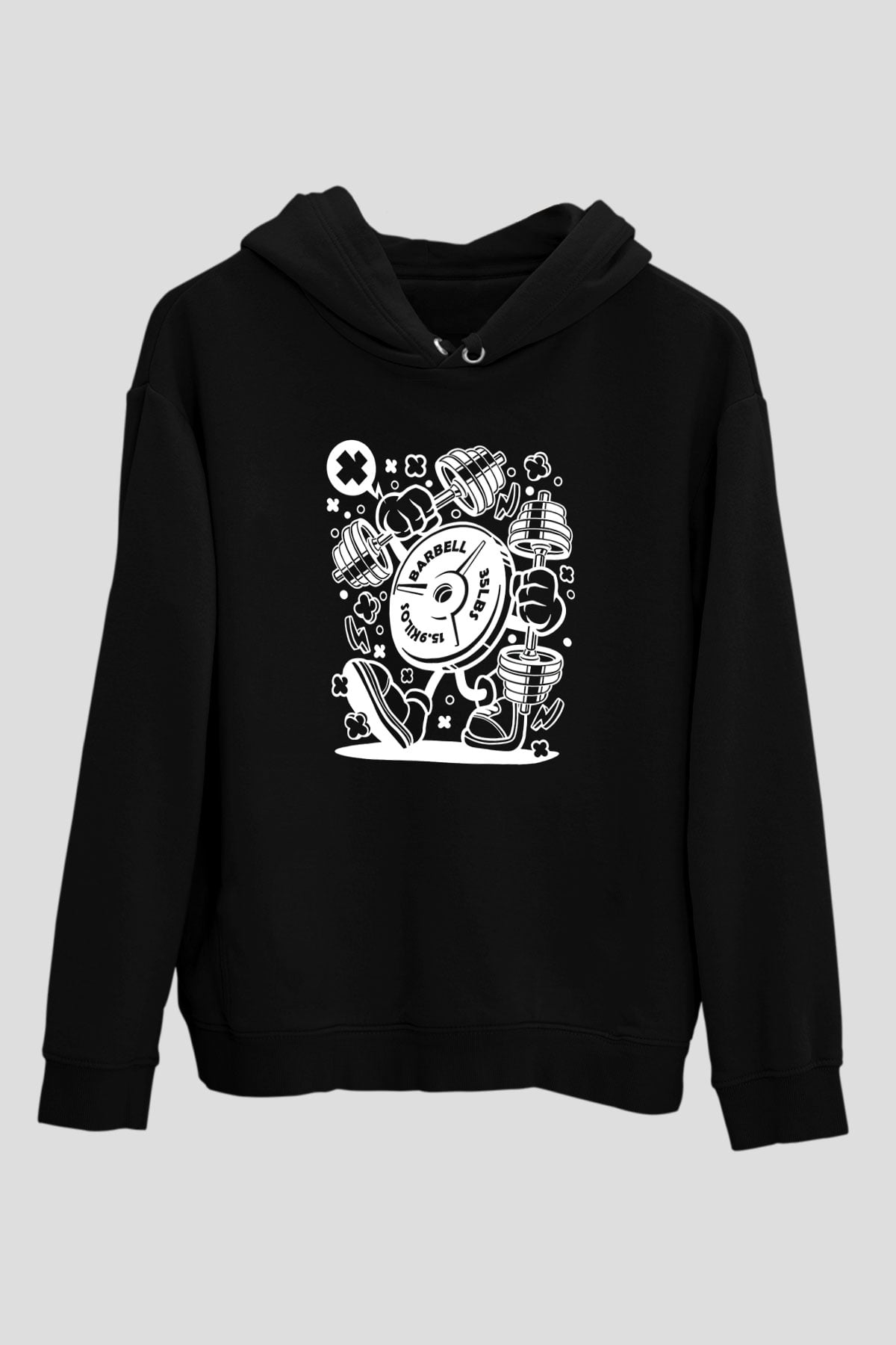 Halter Baskılı Unisex Siyah Hoodie