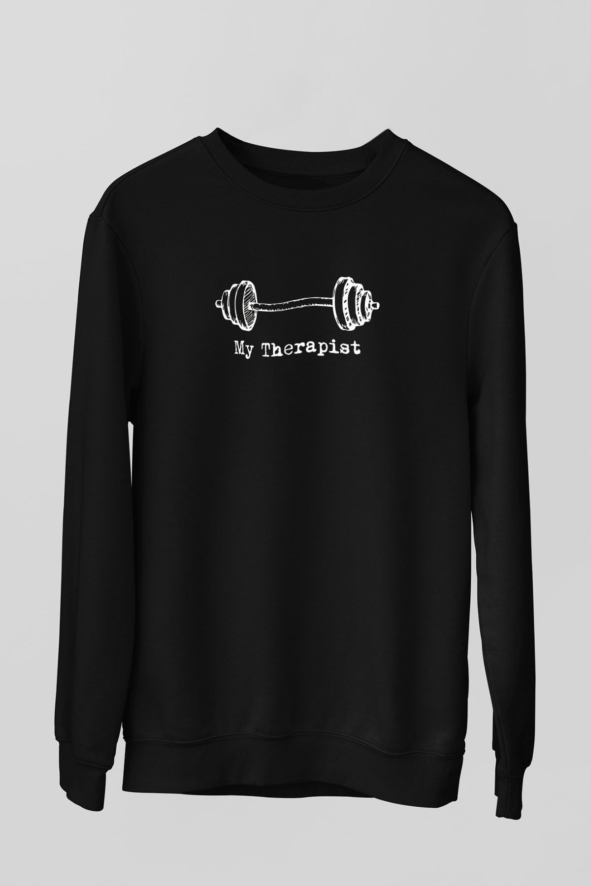 Halter Baskılı Unisex Siyah Sweatshirt