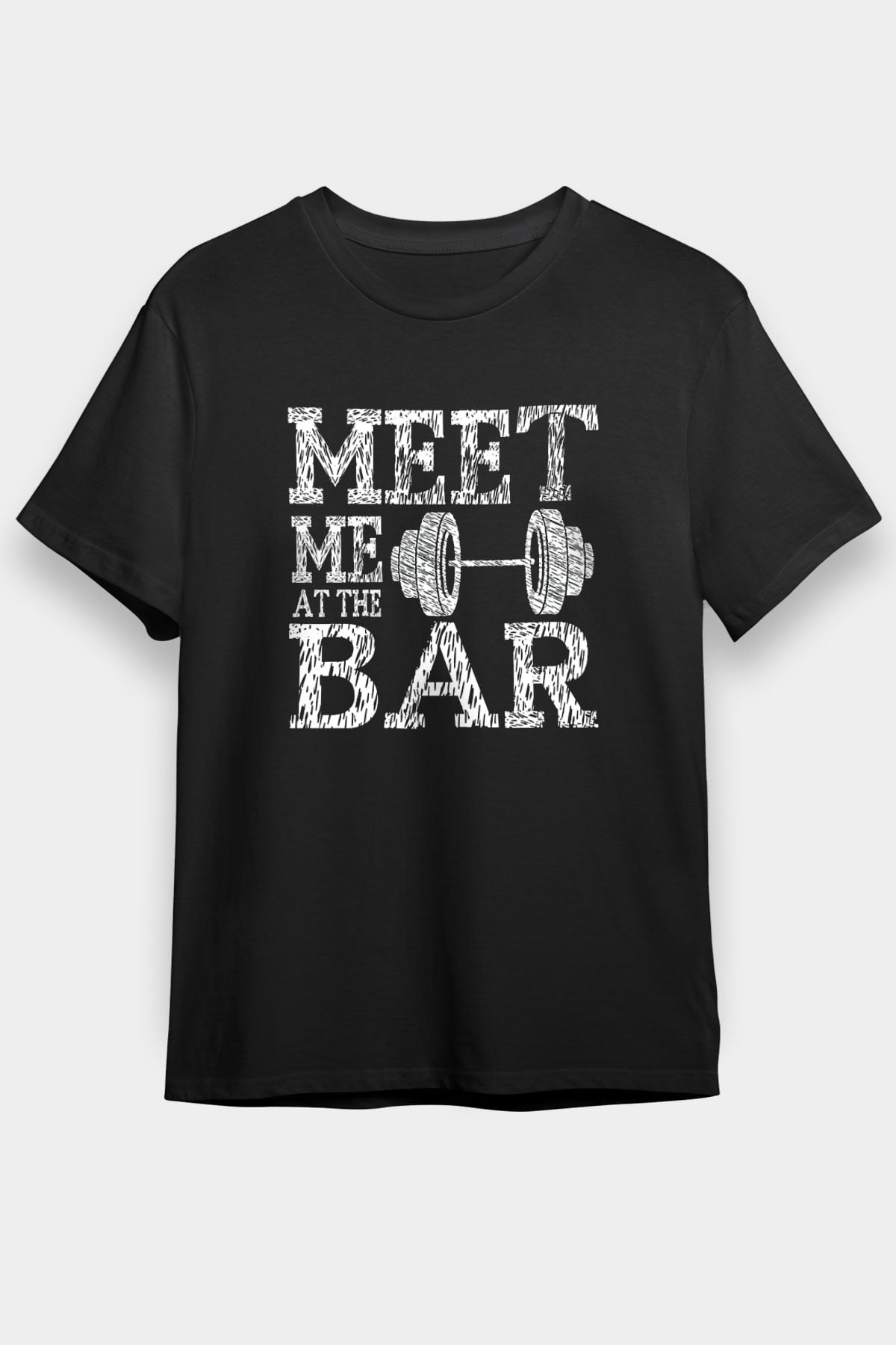 Halter Baskılı Unisex Siyah Tişört - Tshirt