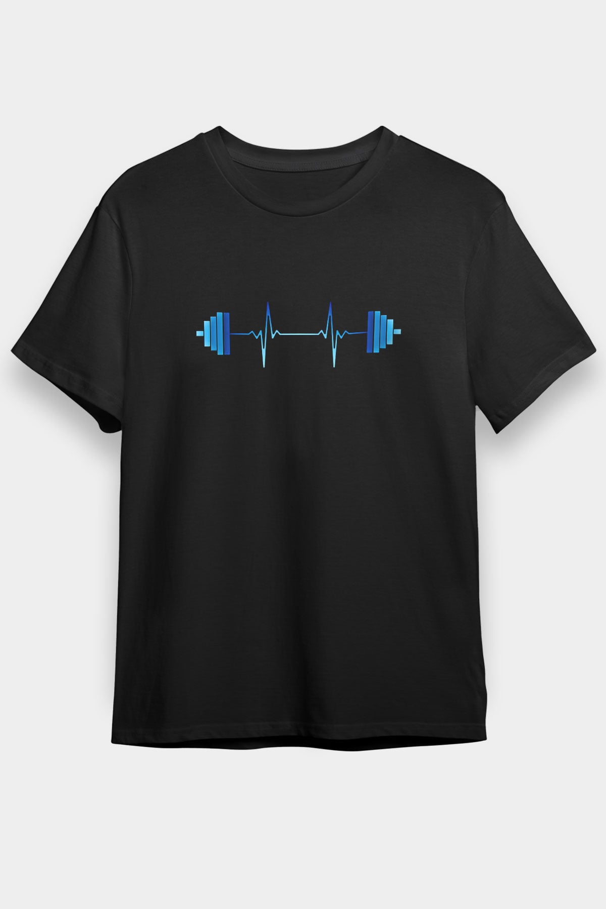 Halter Baskılı Unisex Siyah Tişört - Tshirt