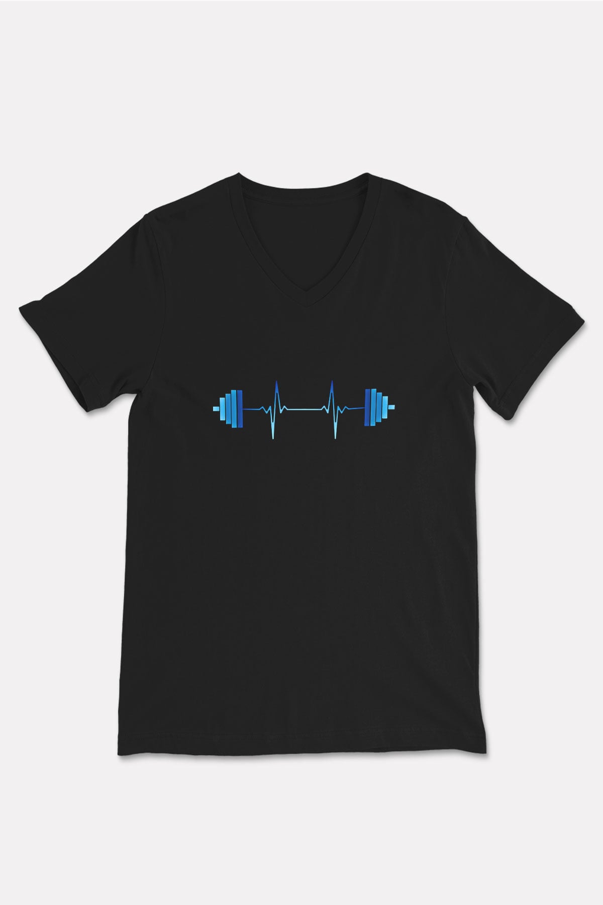 Halter Baskılı Unisex Siyah V Yaka Tişört
