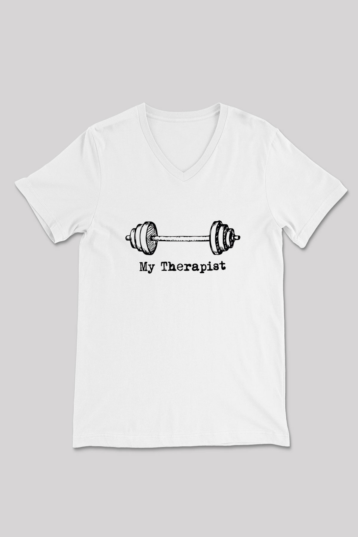 Halter Baskılı Unisex V Yaka Tişört - Tshirt
