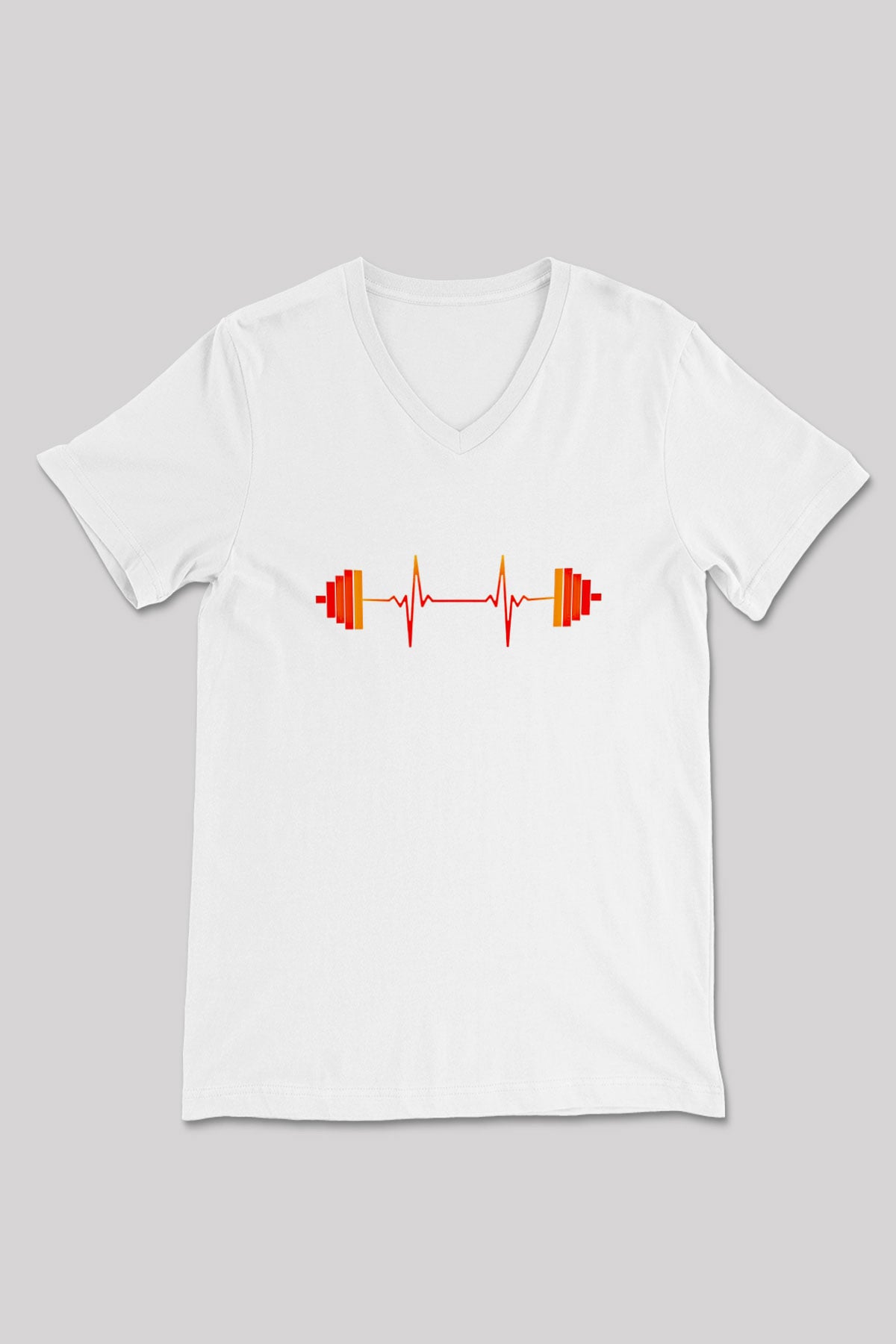 Halter Baskılı Unisex V Yaka Tişört - Tshirt