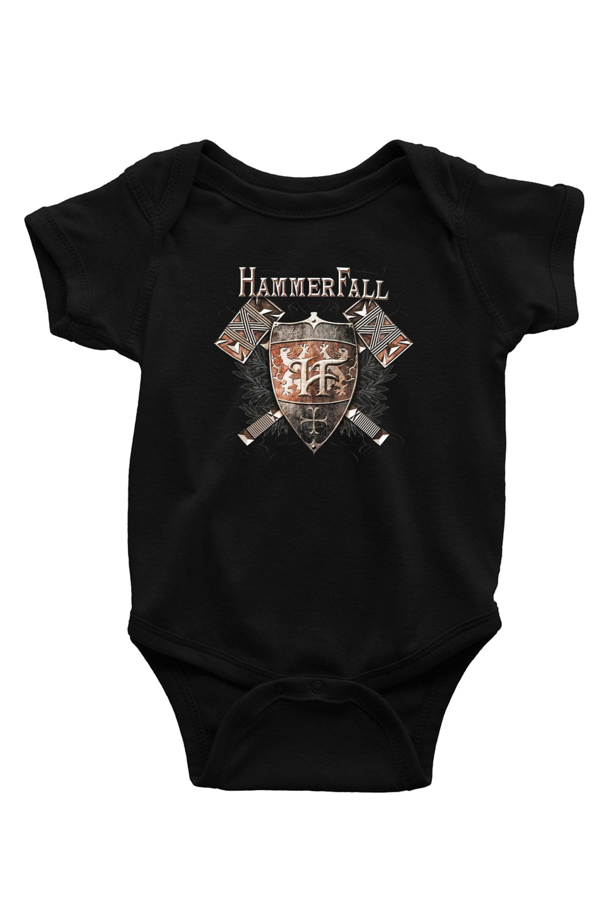 HammerFall Baskılı Siyah Bebek Body - Zıbın