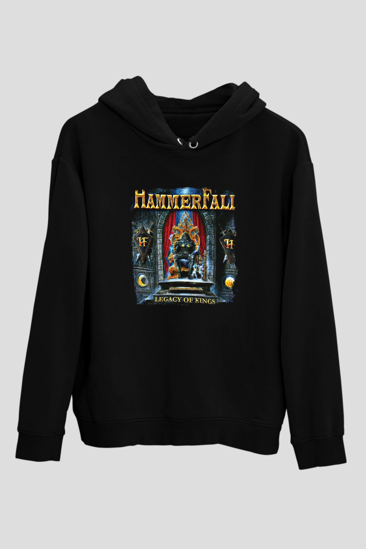 HammerFall Baskılı Unisex Siyah Hoodie