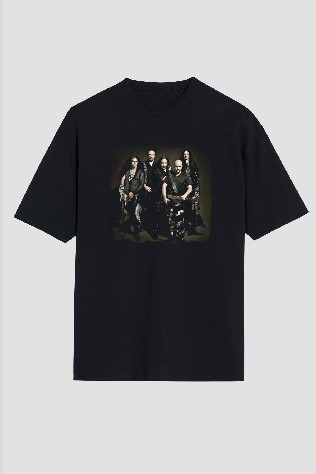 HammerFall Baskılı Unisex Siyah Oversize Tişört