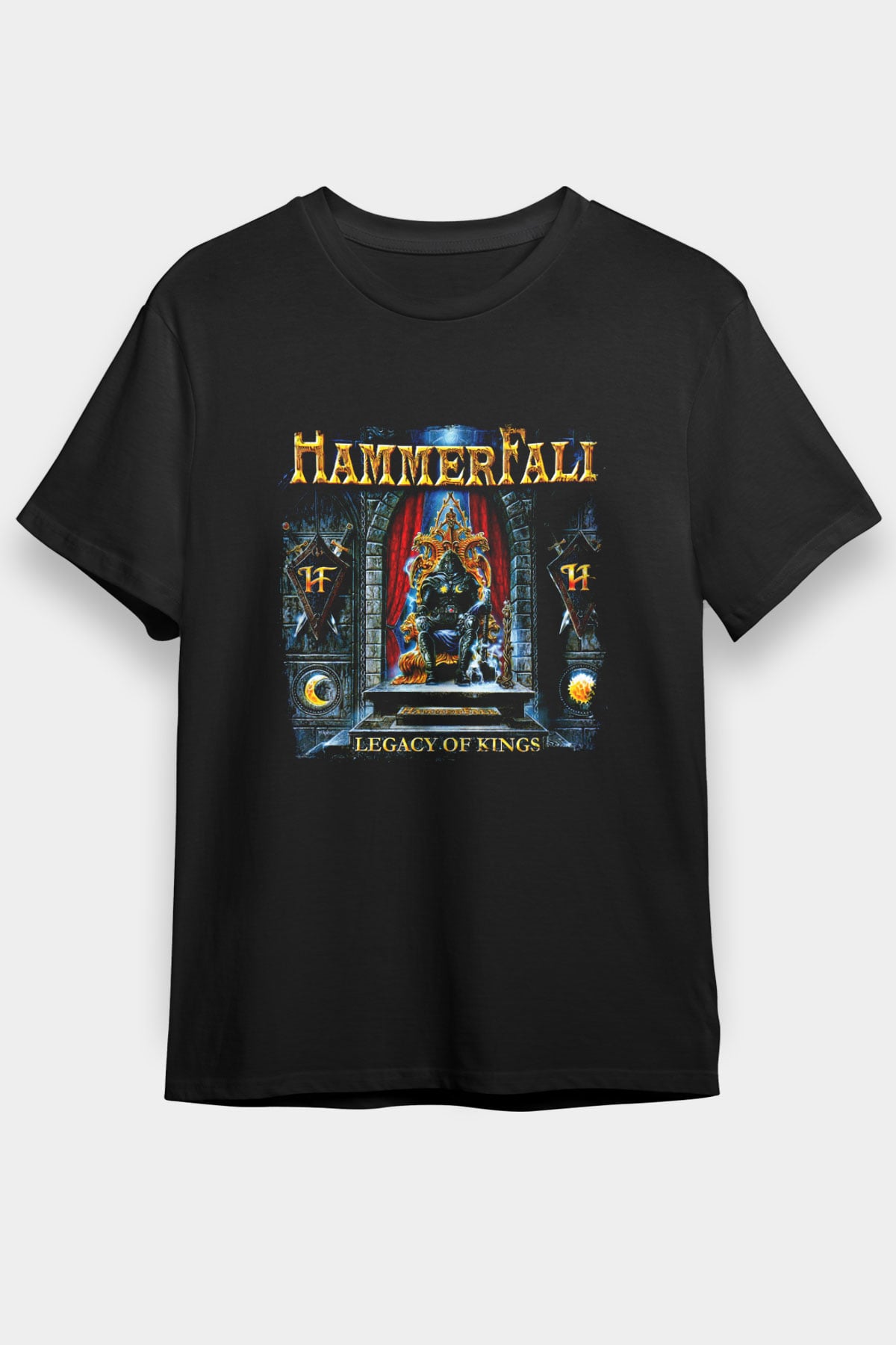 HammerFall Baskılı Unisex Siyah Tişört