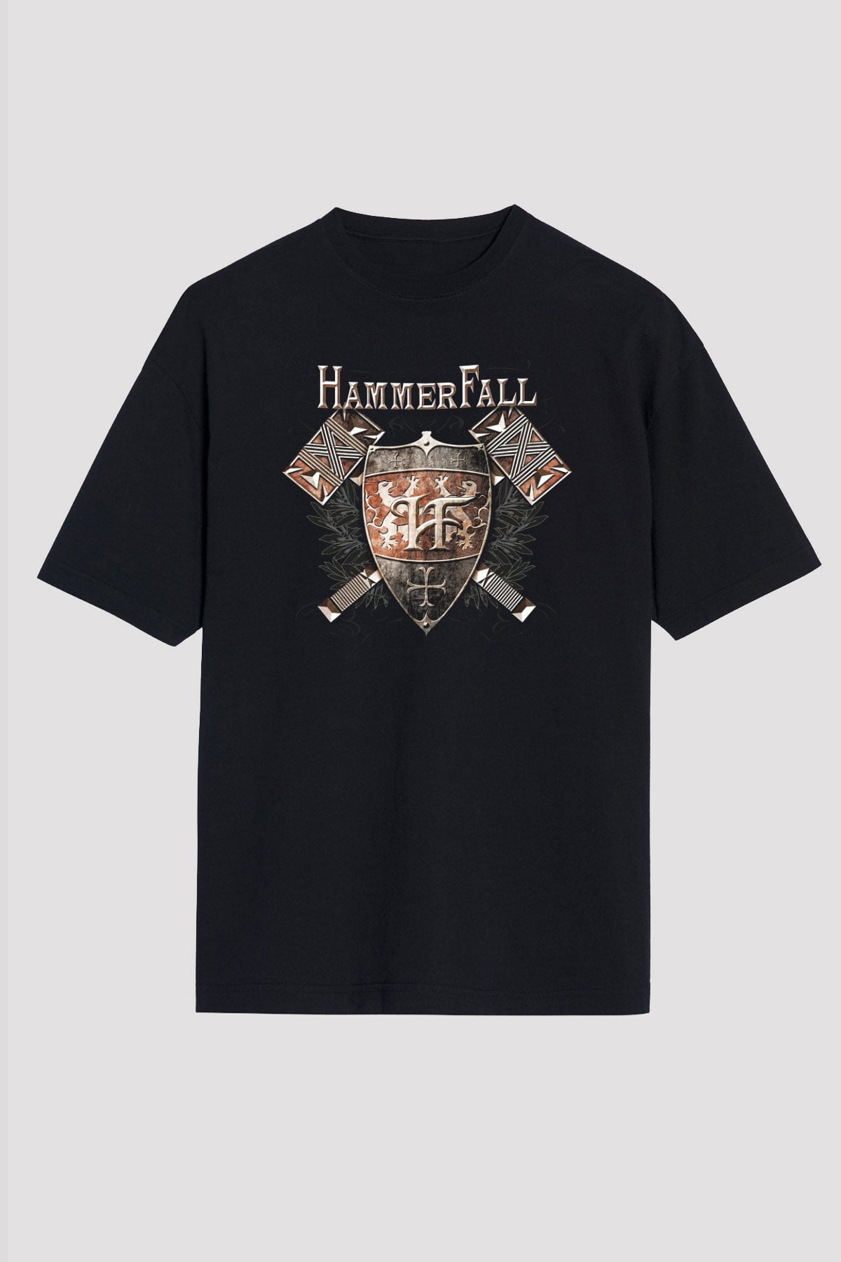 HammerFall Siyah Unisex Oversize Tişört T-Shirt