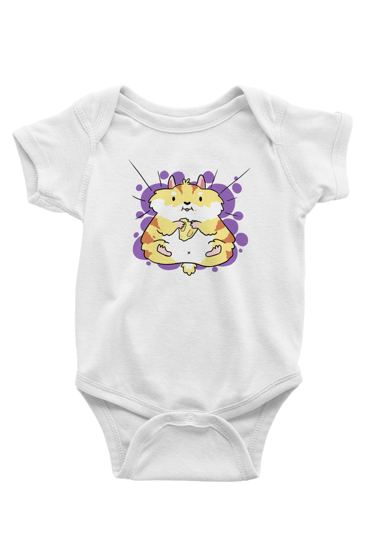 Hamster Baskılı Beyaz Unisex Bebek Body - Zıbın