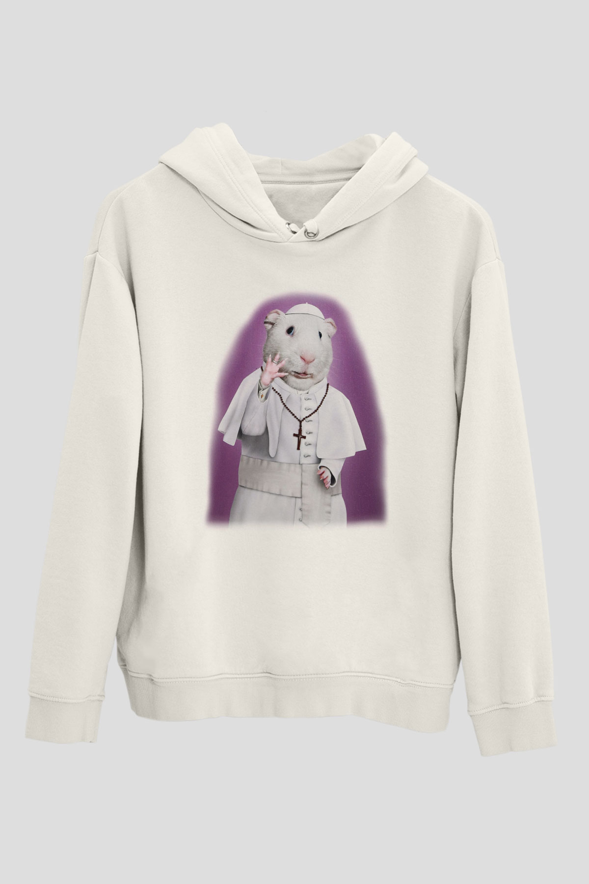 Hamster Beyaz Unisex Kapşonlu Sweatshirt