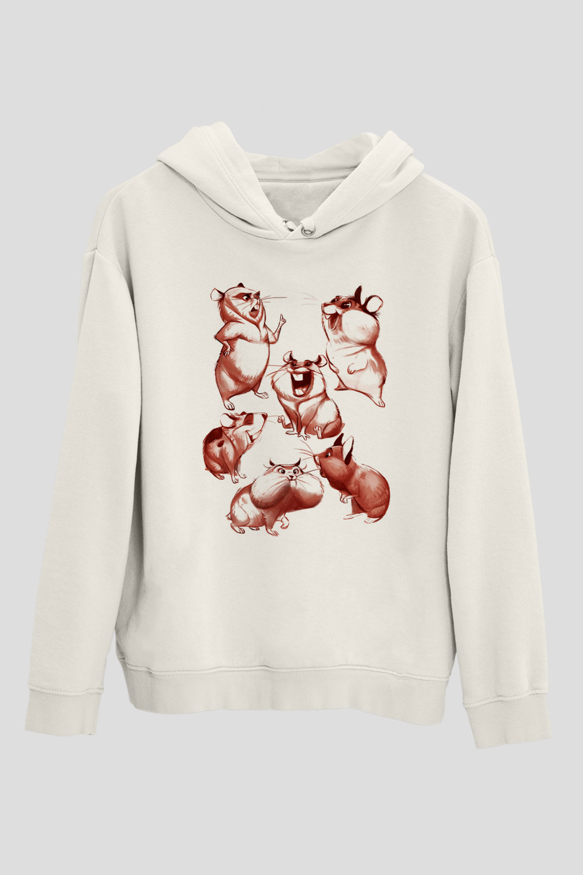 Hamster Beyaz Unisex Kapşonlu Sweatshirt