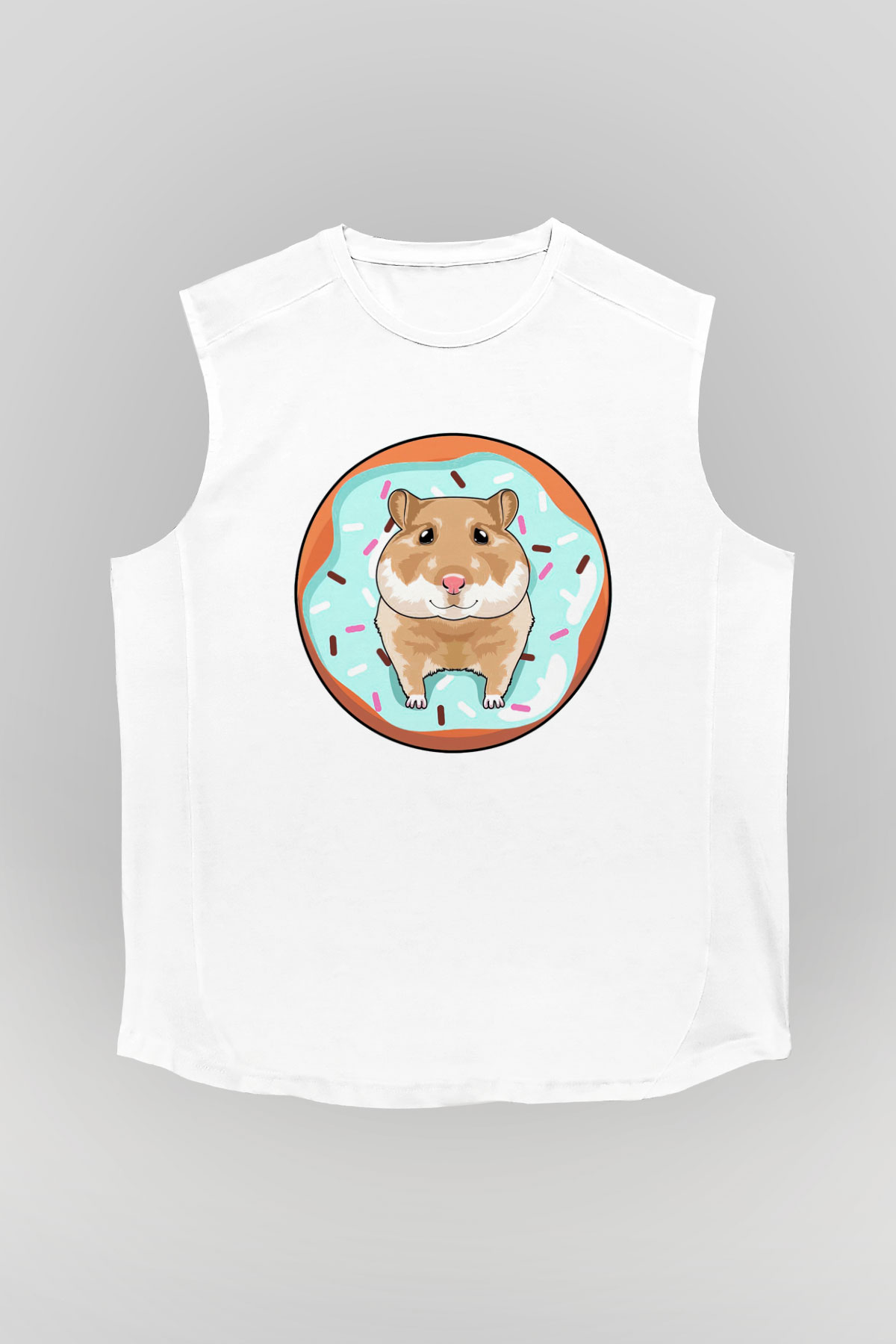 Hamster Beyaz Unisex Kolsuz Tişört