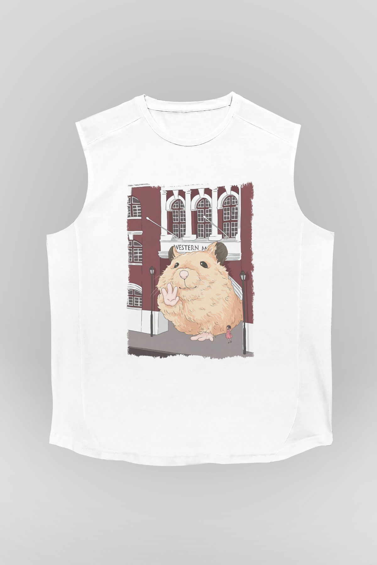 Hamster Beyaz Unisex Kolsuz Tişört