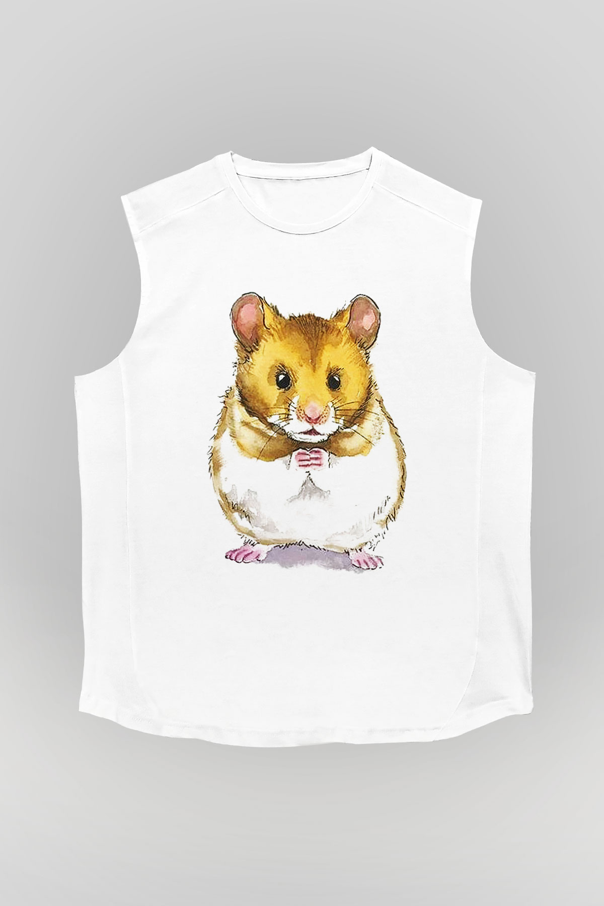 Hamster Beyaz Unisex Kolsuz Tişört