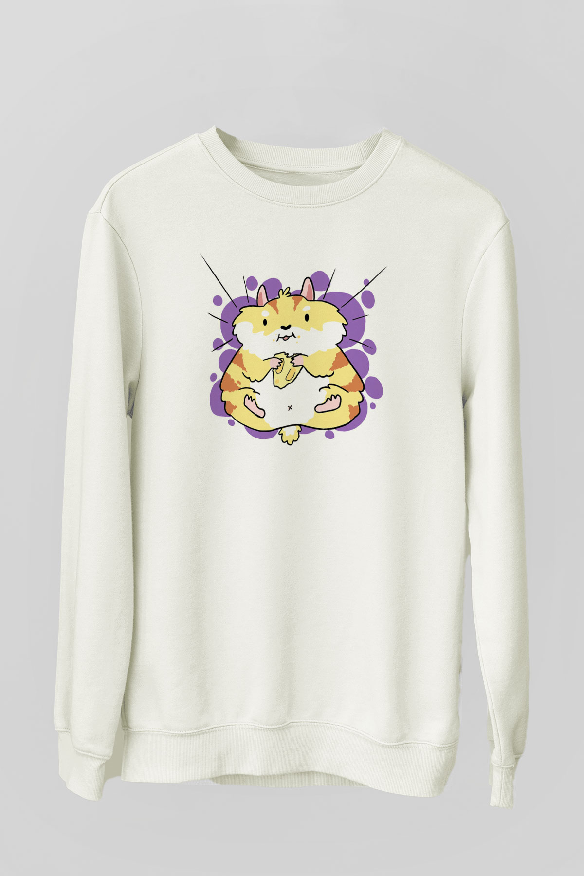 Hamster Beyaz Unisex Sweatshirt