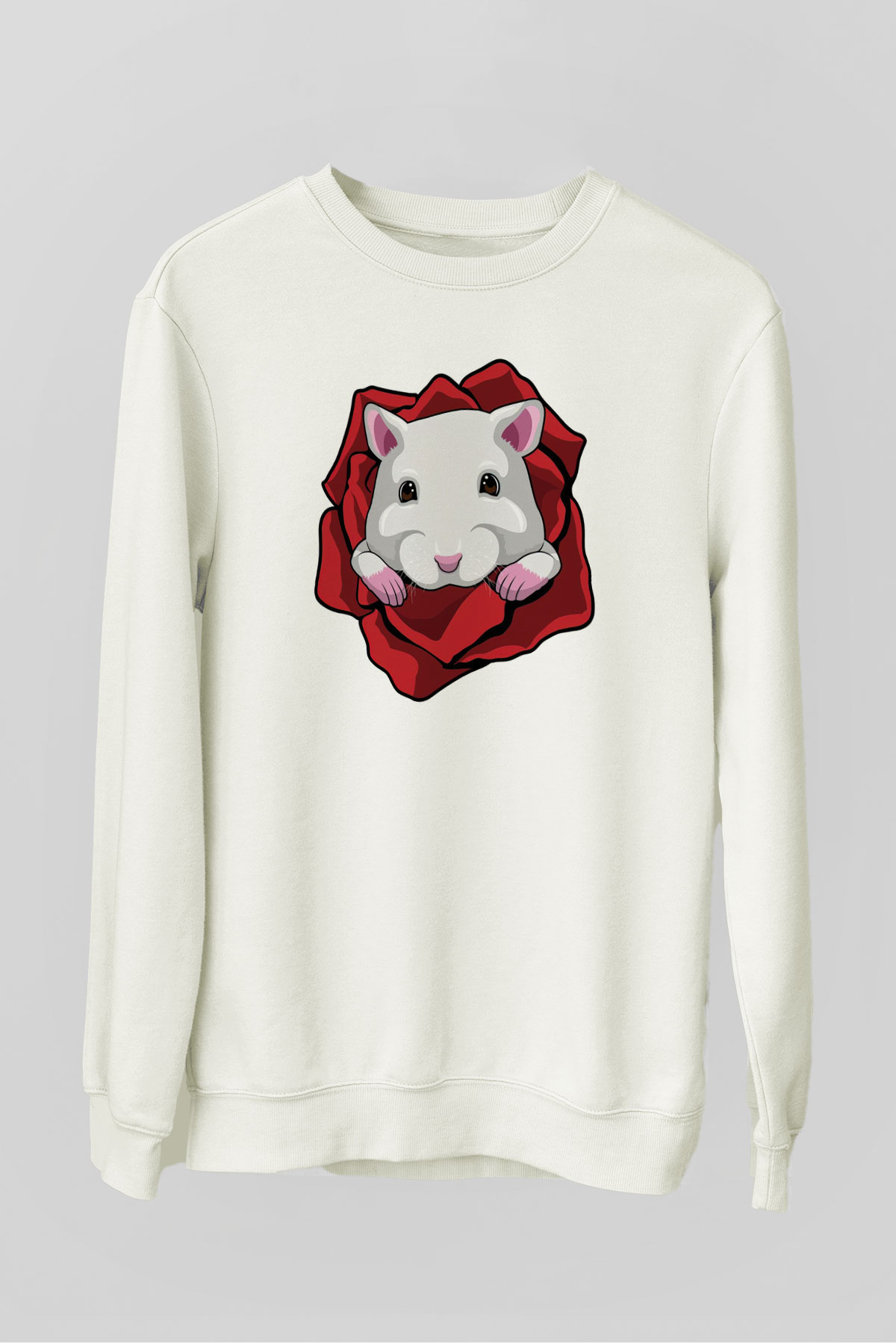 Hamster Beyaz Unisex Sweatshirt