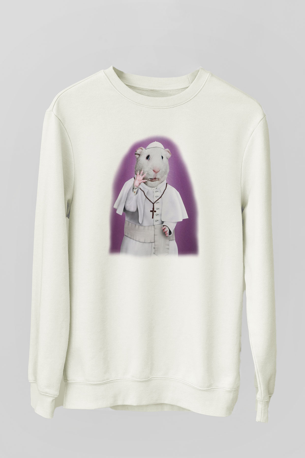 Hamster Beyaz Unisex Sweatshirt