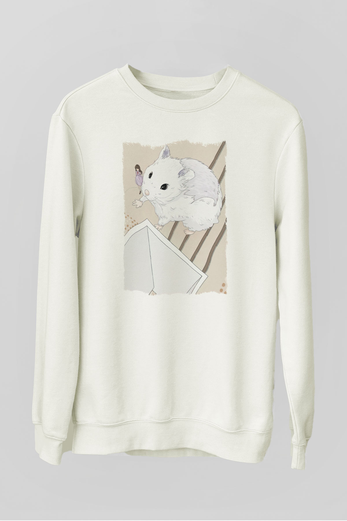 Hamster Beyaz Unisex Sweatshirt