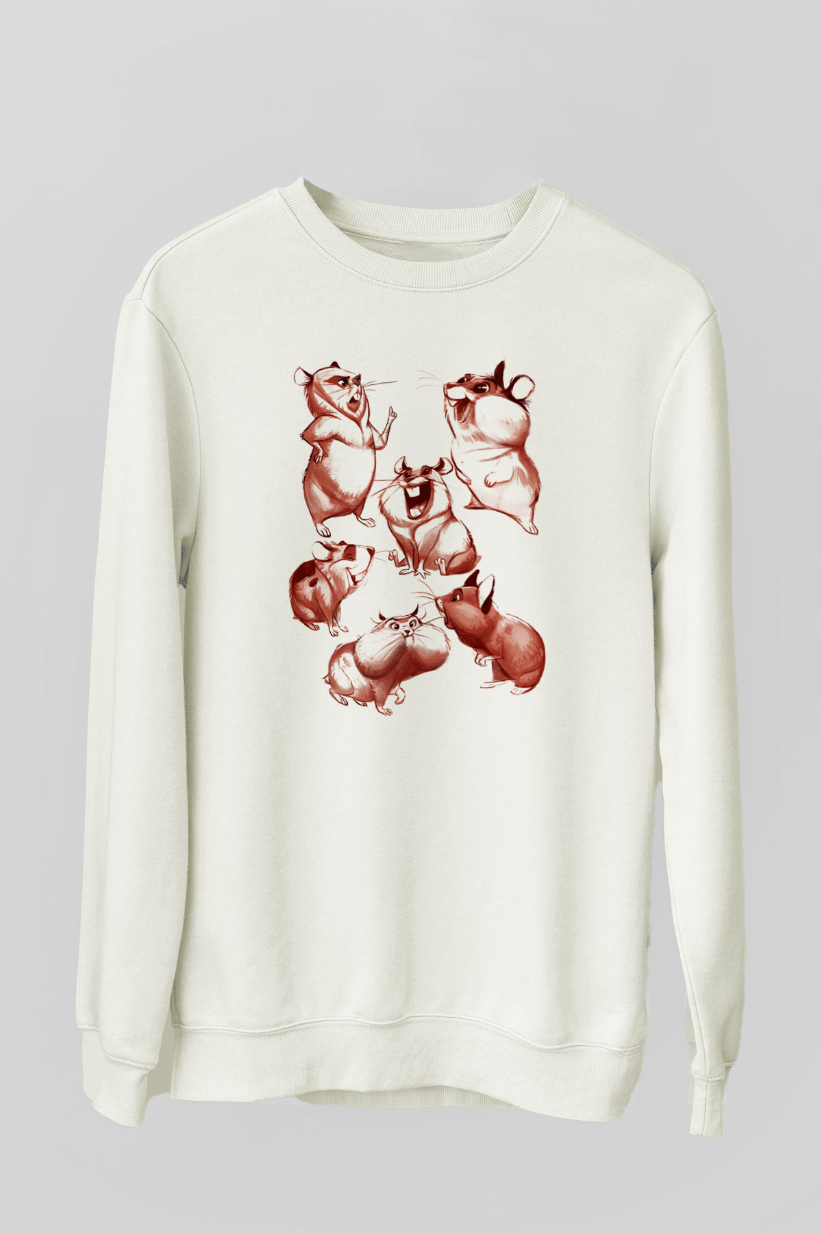 Hamster Beyaz Unisex Sweatshirt