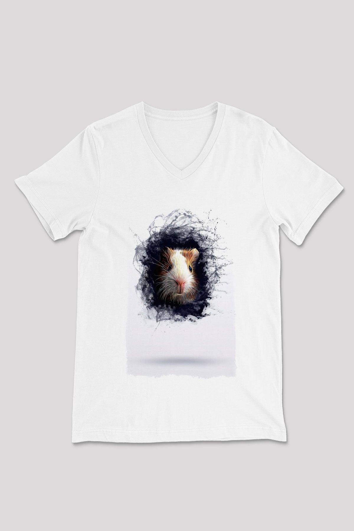Hamster Beyaz Unisex V Yaka Tişört