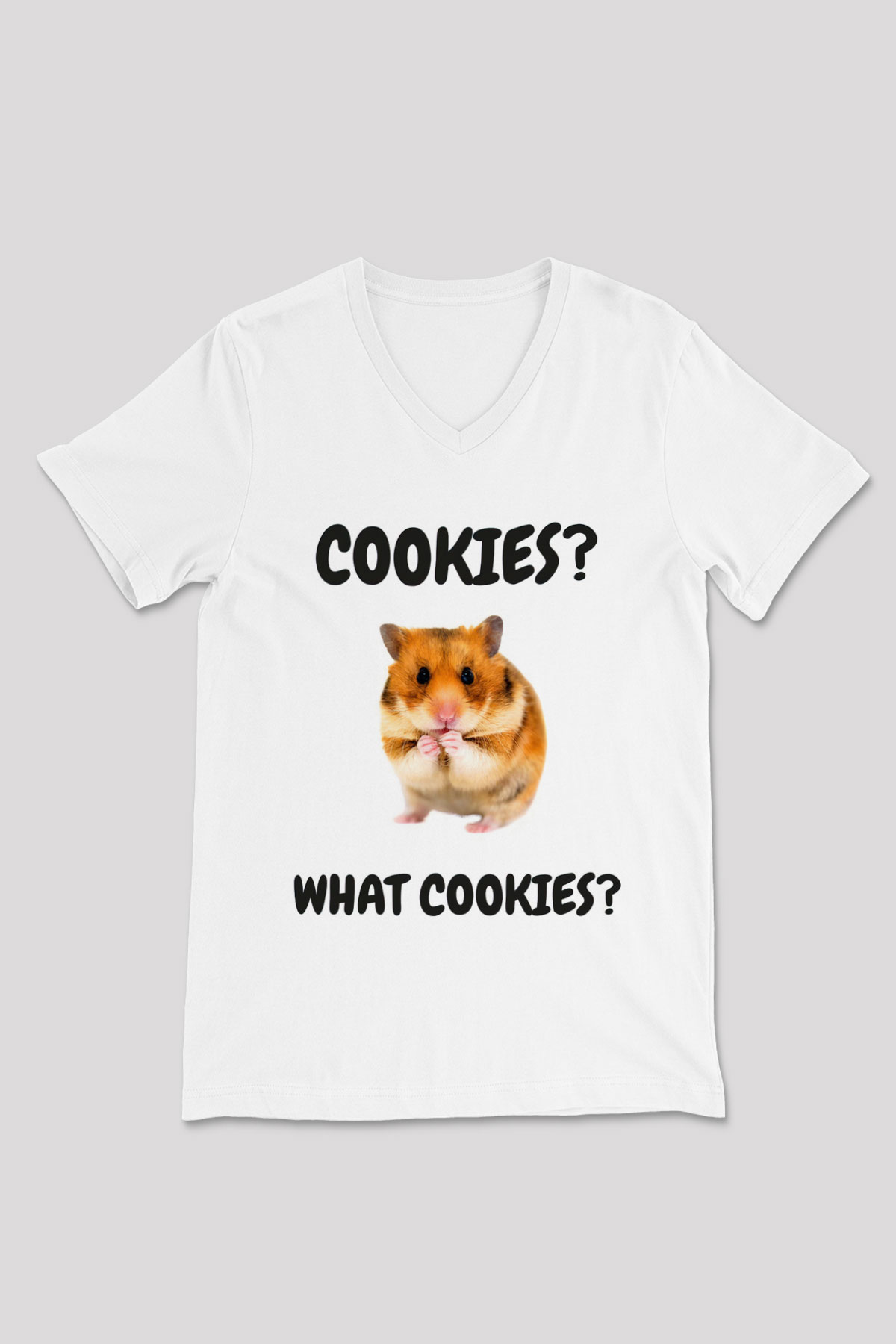 Hamster Beyaz Unisex V Yaka Tişört