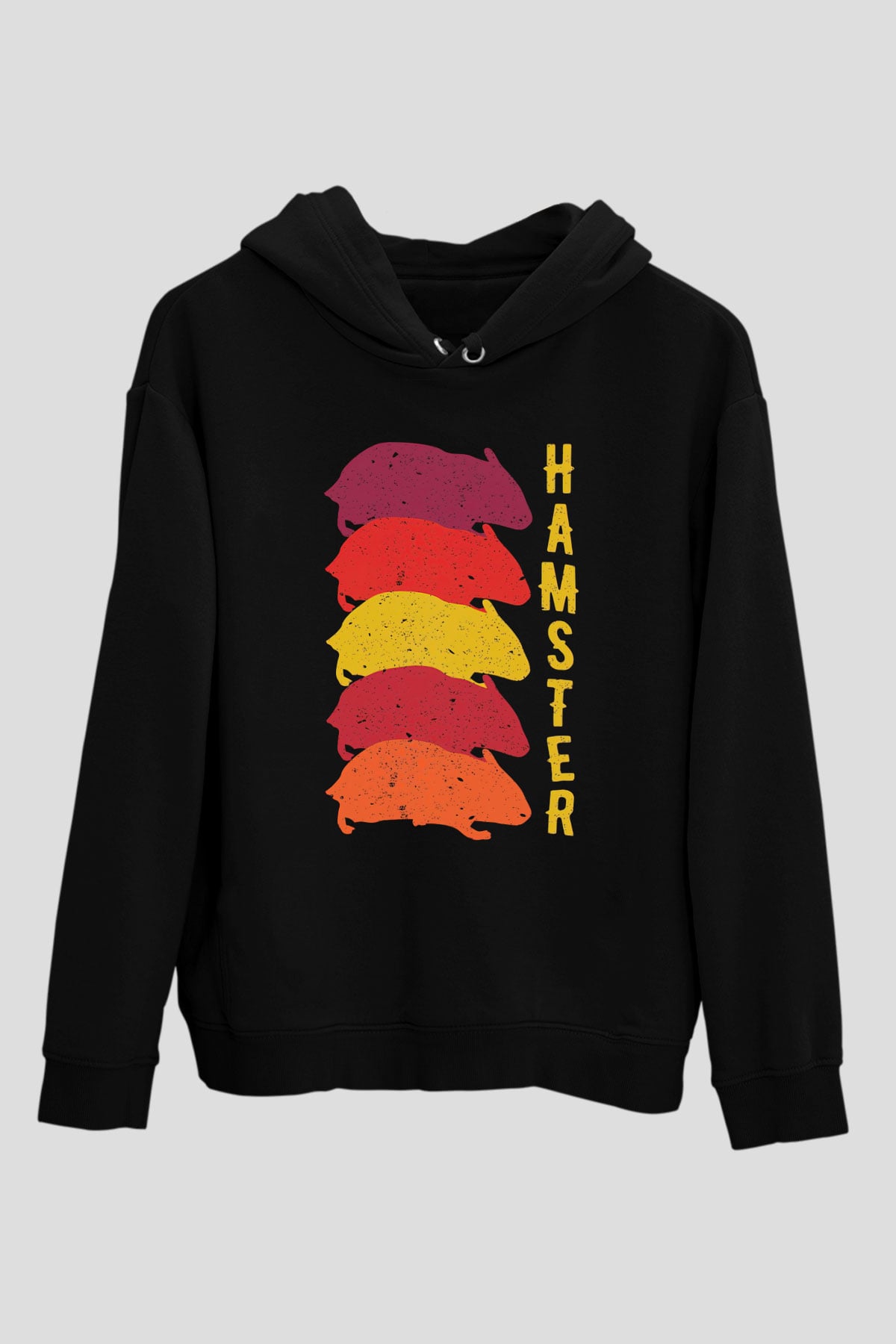 Hamster Siyah Unisex Hoodie