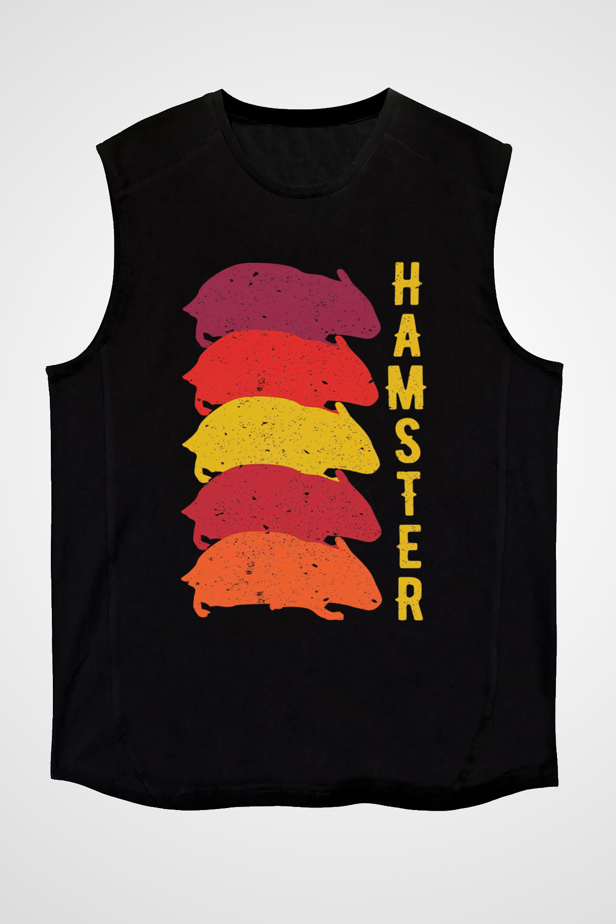 Hamster Siyah Unisex Kolsuz Tişört