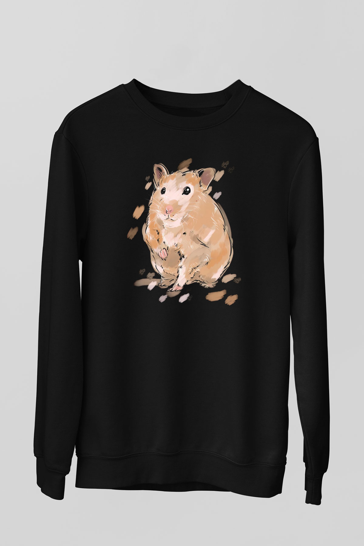 Hamster Siyah Unisex Sweatshirt