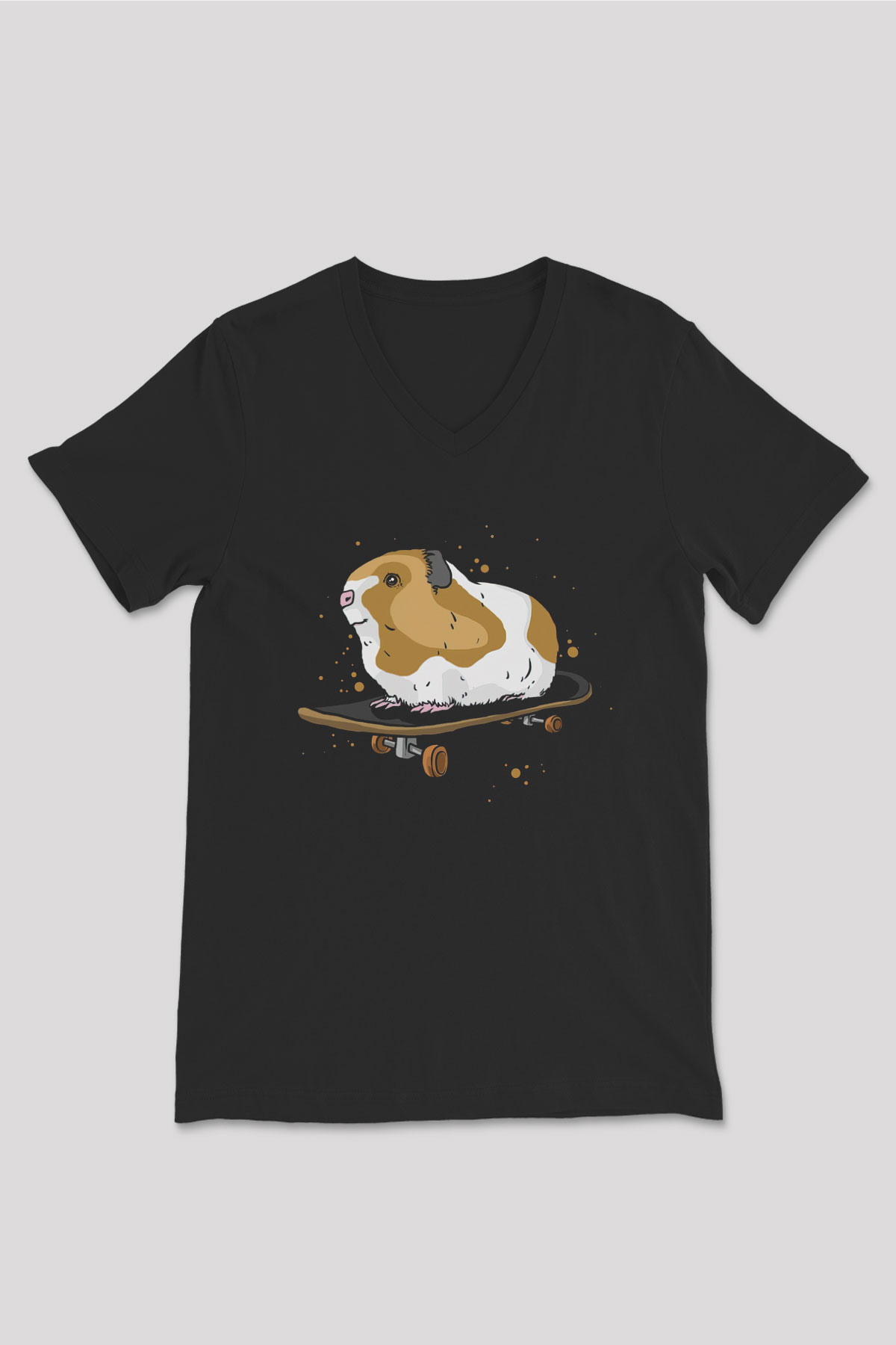 Hamster Siyah Unisex V Yaka Tişört