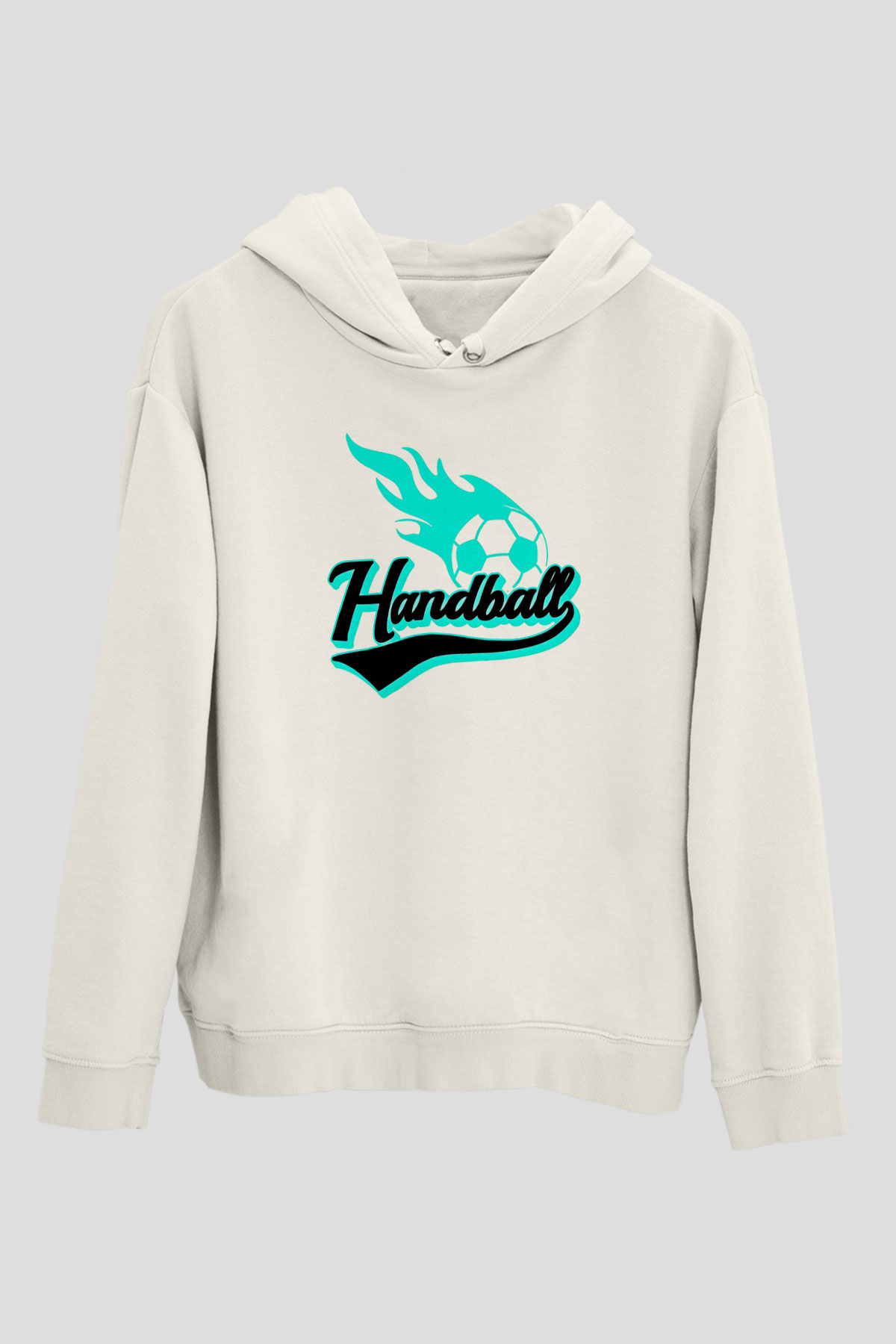 Handball Baskılı Unisex Ekru Hoodie