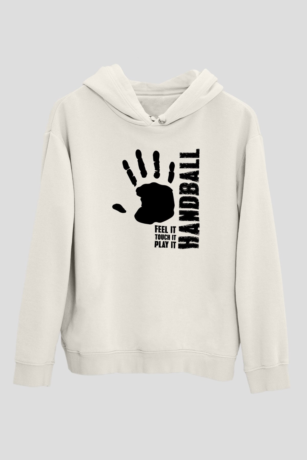 Handball Baskılı Unisex Ekru Hoodie
