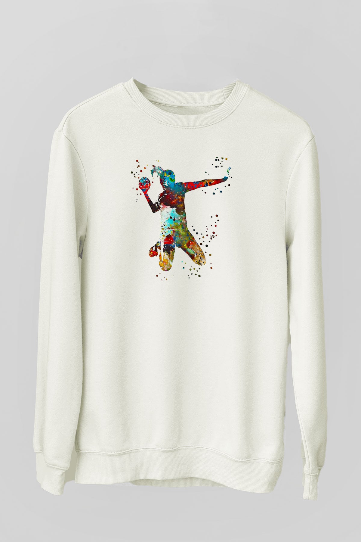 Handball Baskılı Unisex Ekru Sweatshirt