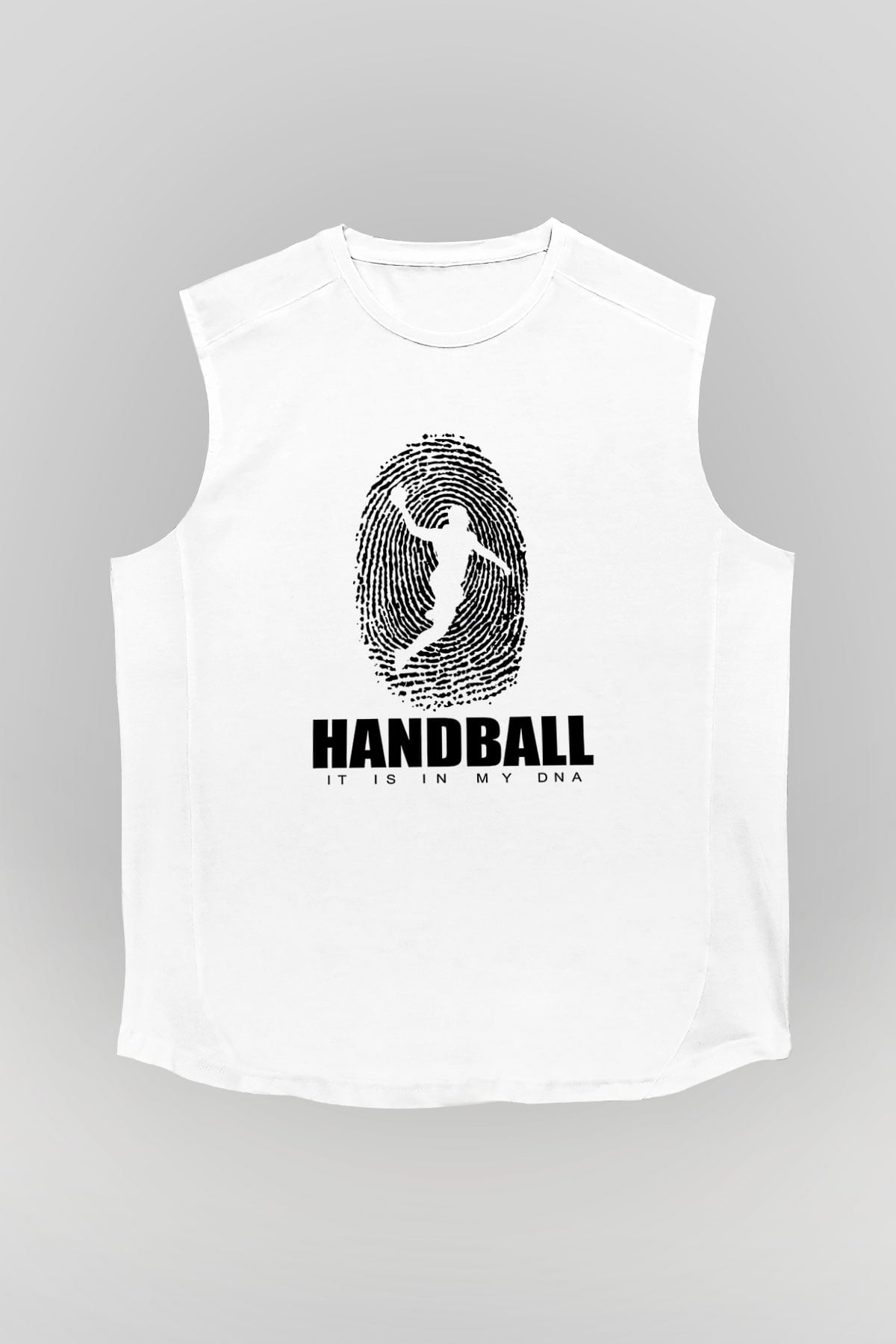 Handball Baskılı Unisex Kolsuz Beyaz Tişört