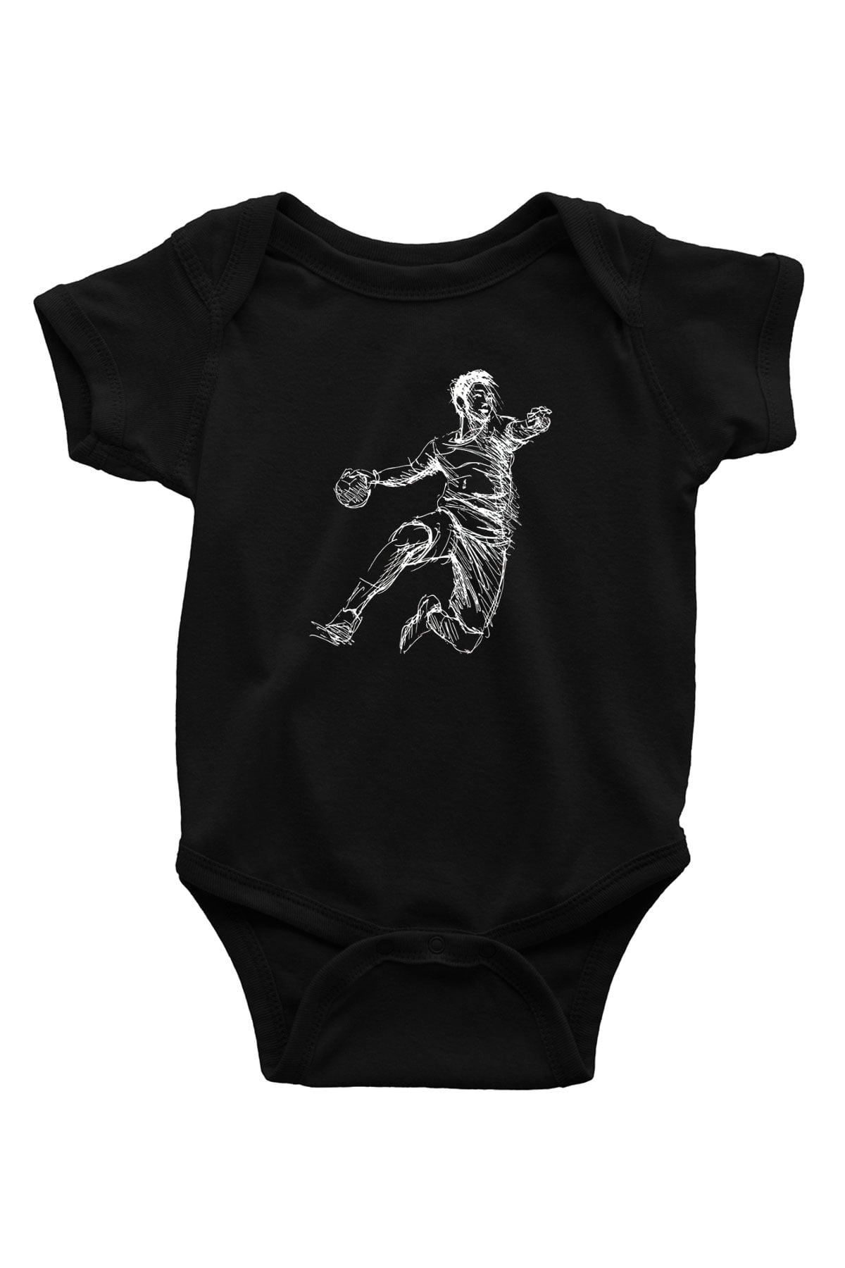 Handball Baskılı Unisex Siyah Bebek Body - Zıbın