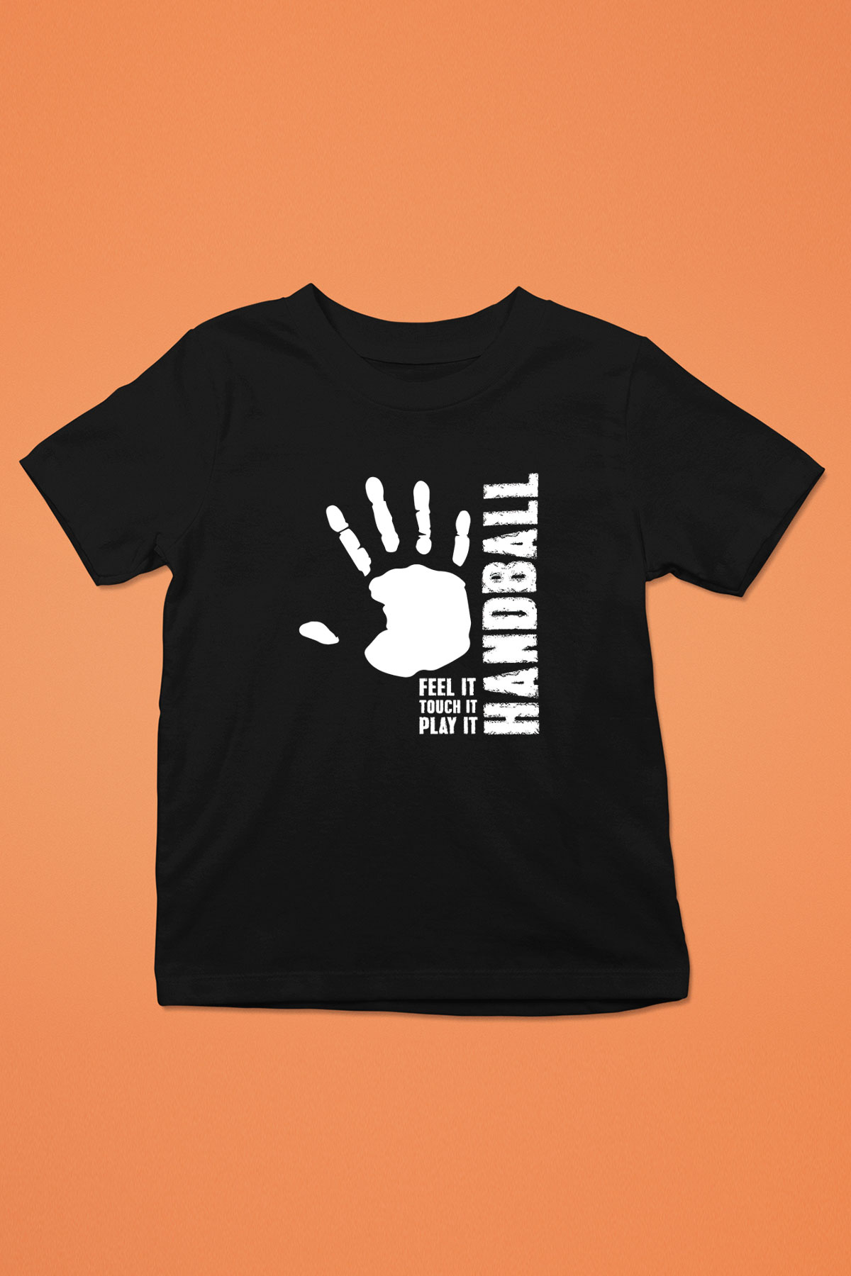Handball Baskılı Unisex Siyah Çocuk Tİşörtü - Tshirt