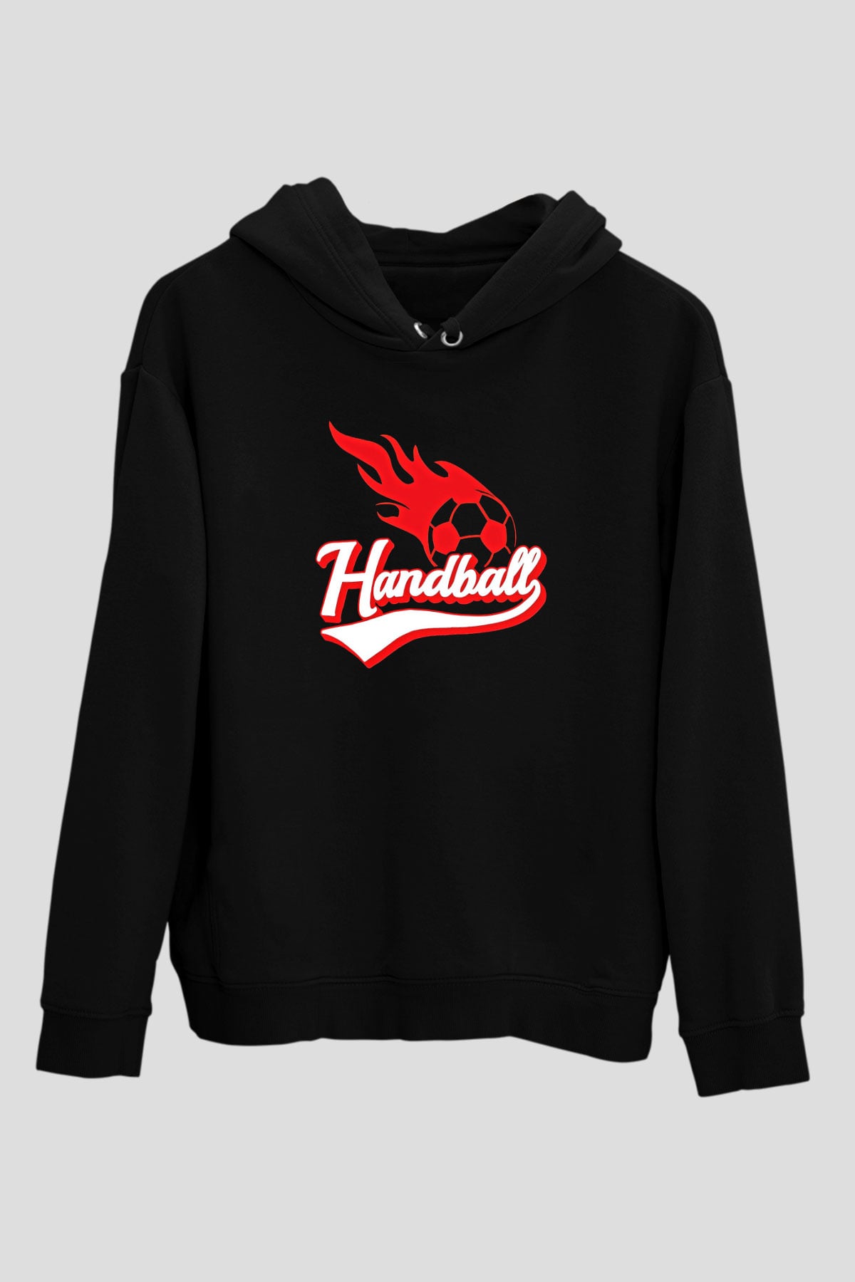 Handball Baskılı Unisex Siyah Hoodie