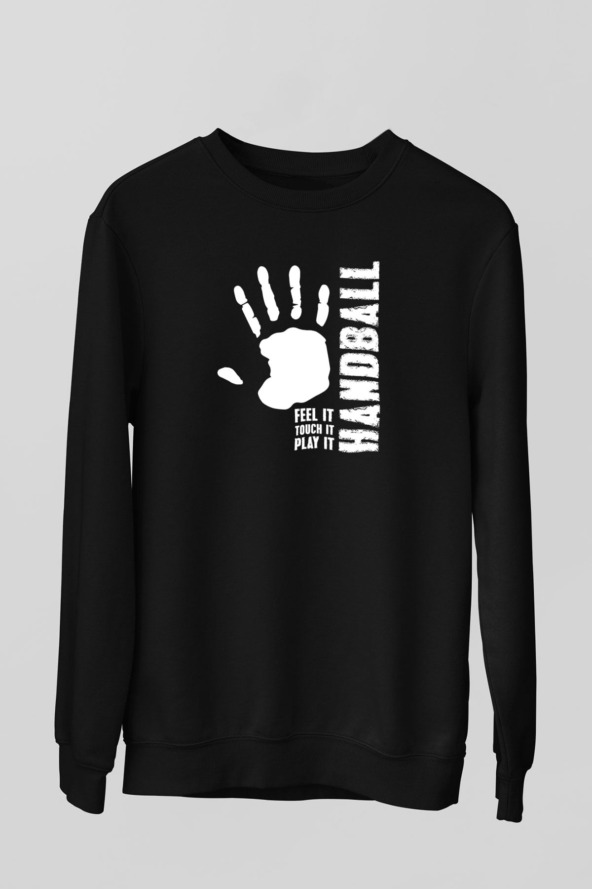 Handball Baskılı Unisex Siyah Sweatshirt