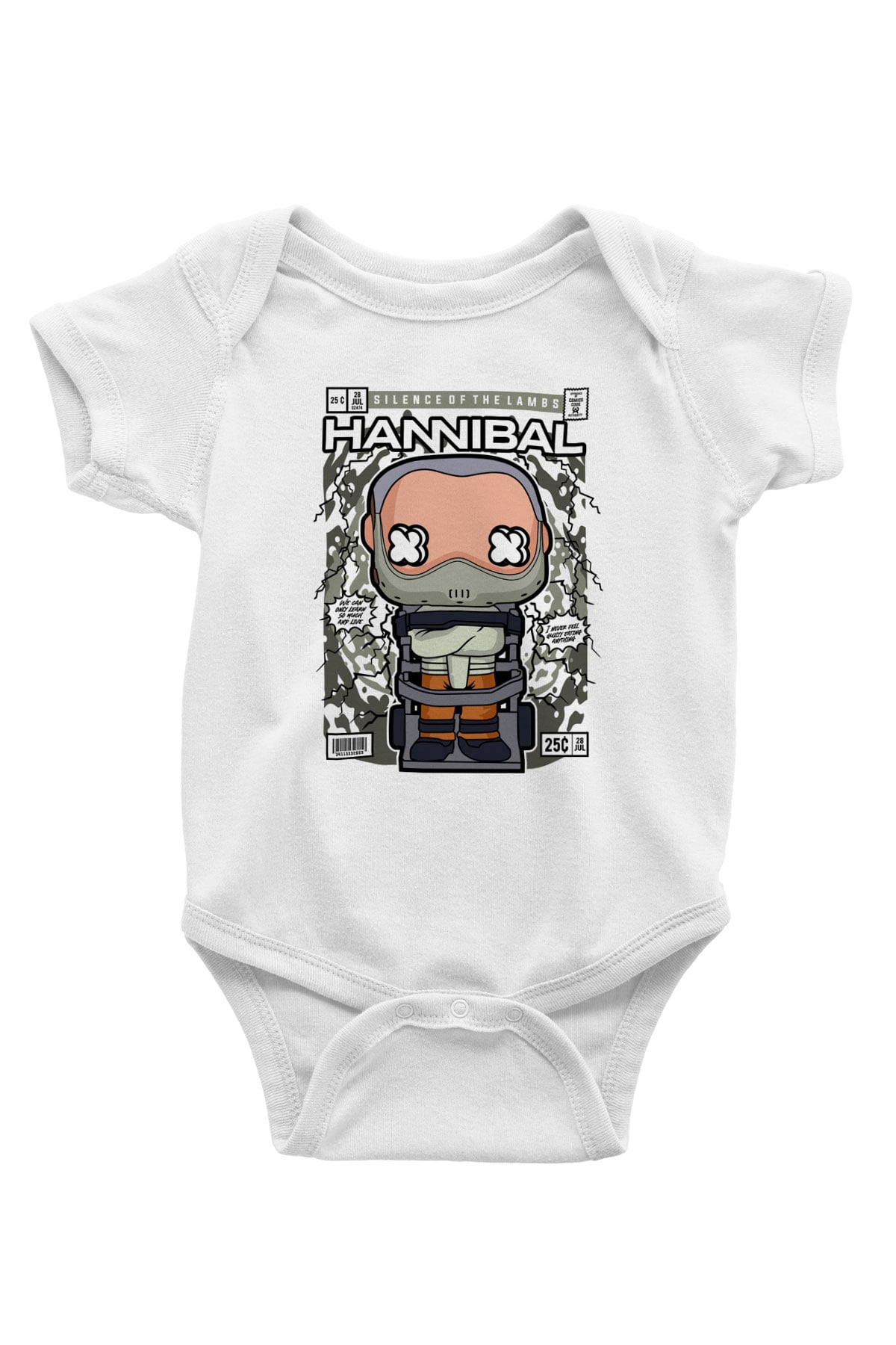 Hannibal Baskılı Unisex Beyaz Bebek Body - Zıbın