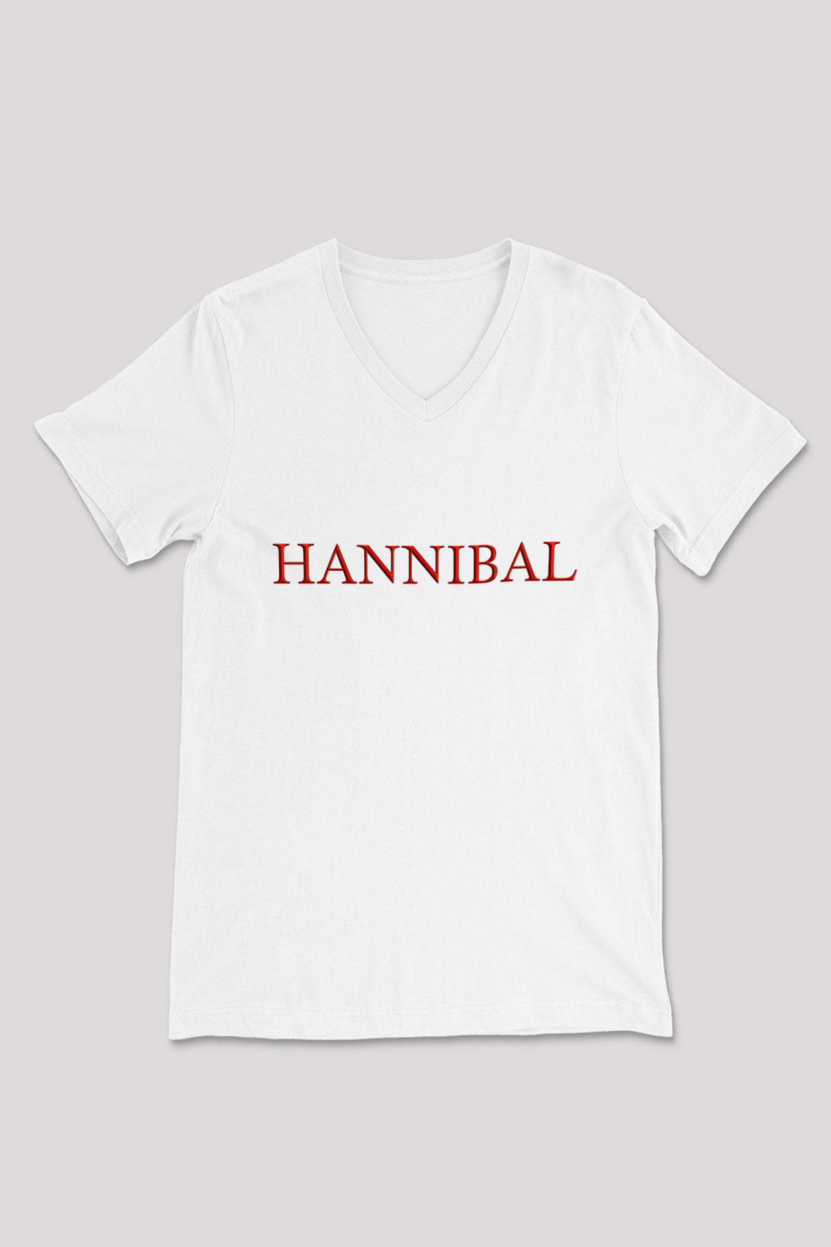 Hannibal Beyaz Unisex V Yaka Tişört T-Shirt