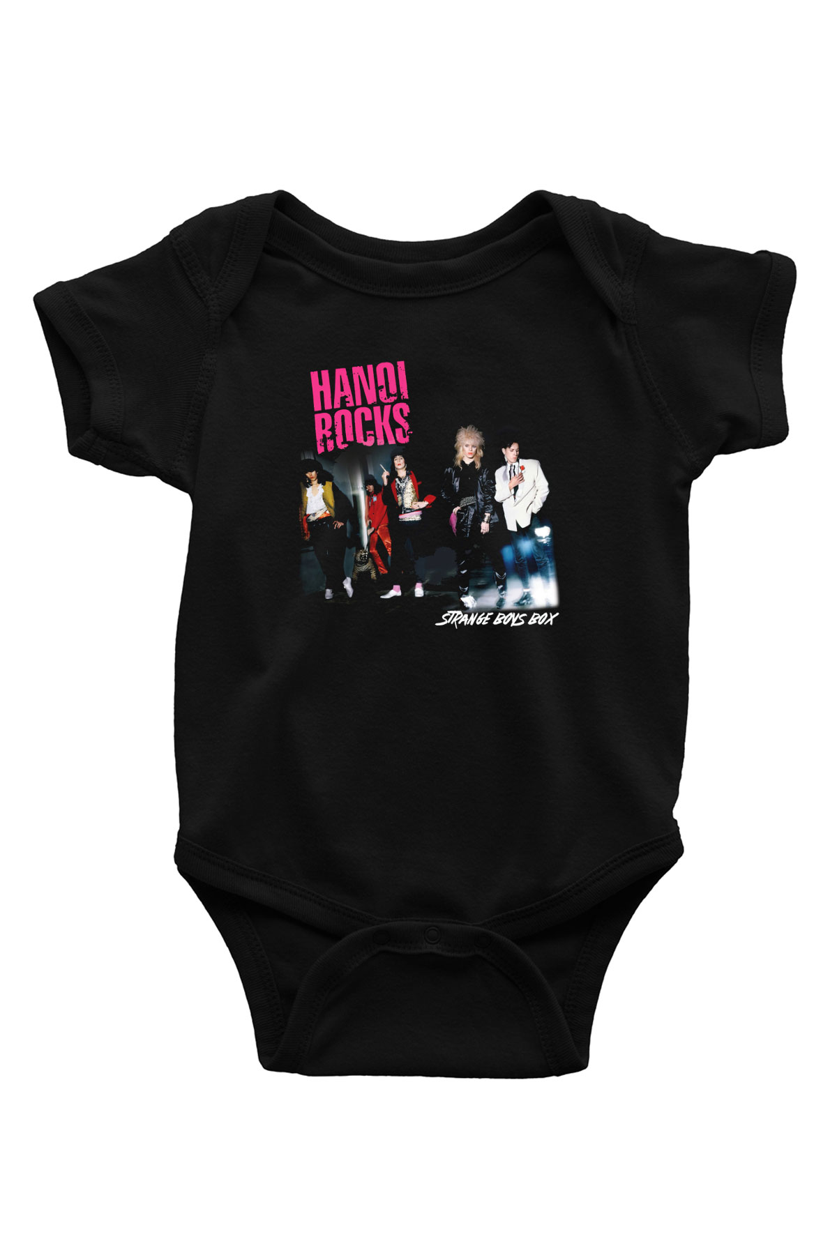 Hanoi Rocks Baskılı Siyah Bebek Body - Zıbın