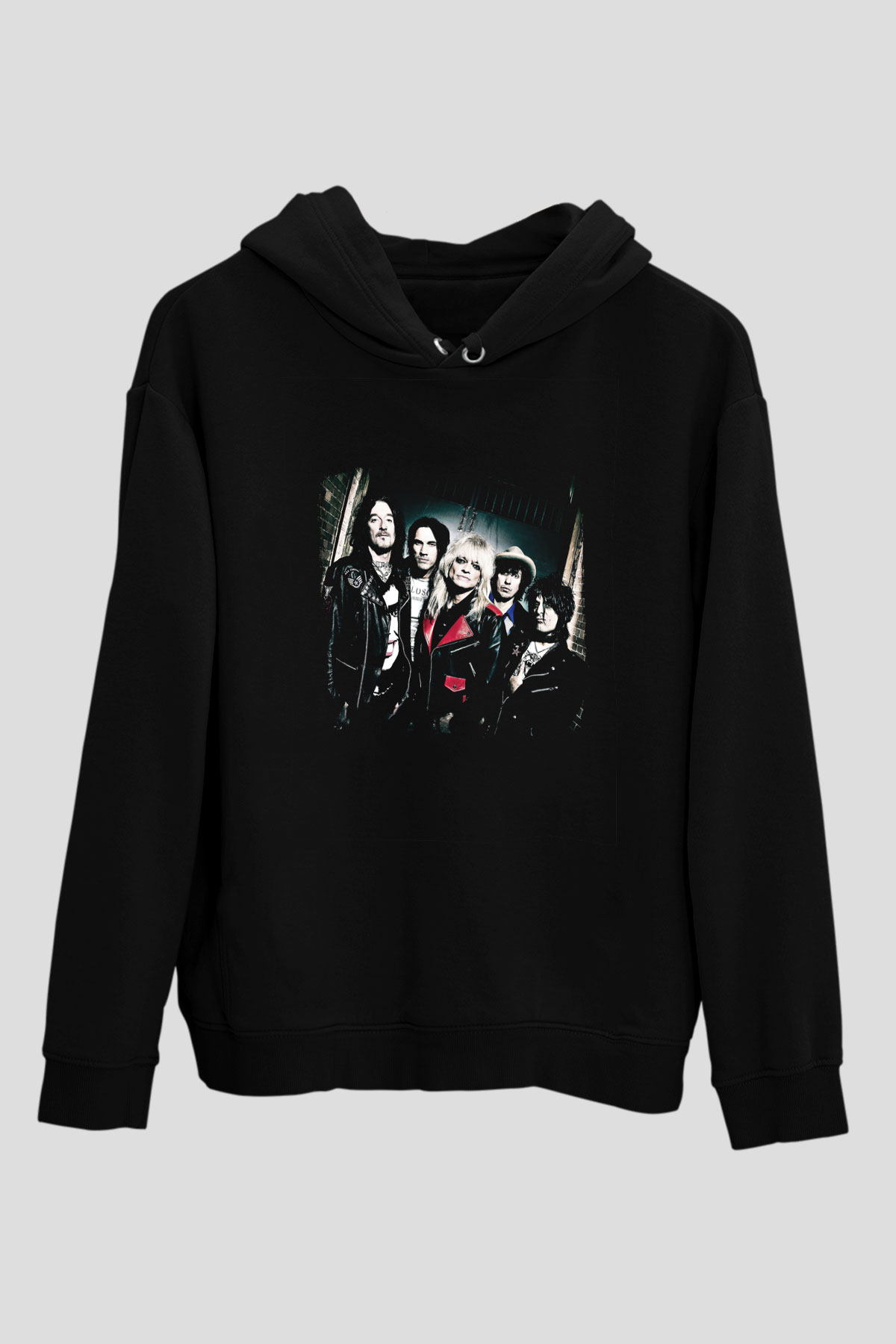 Hanoi Rocks Baskılı Unisex Siyah Hoodie