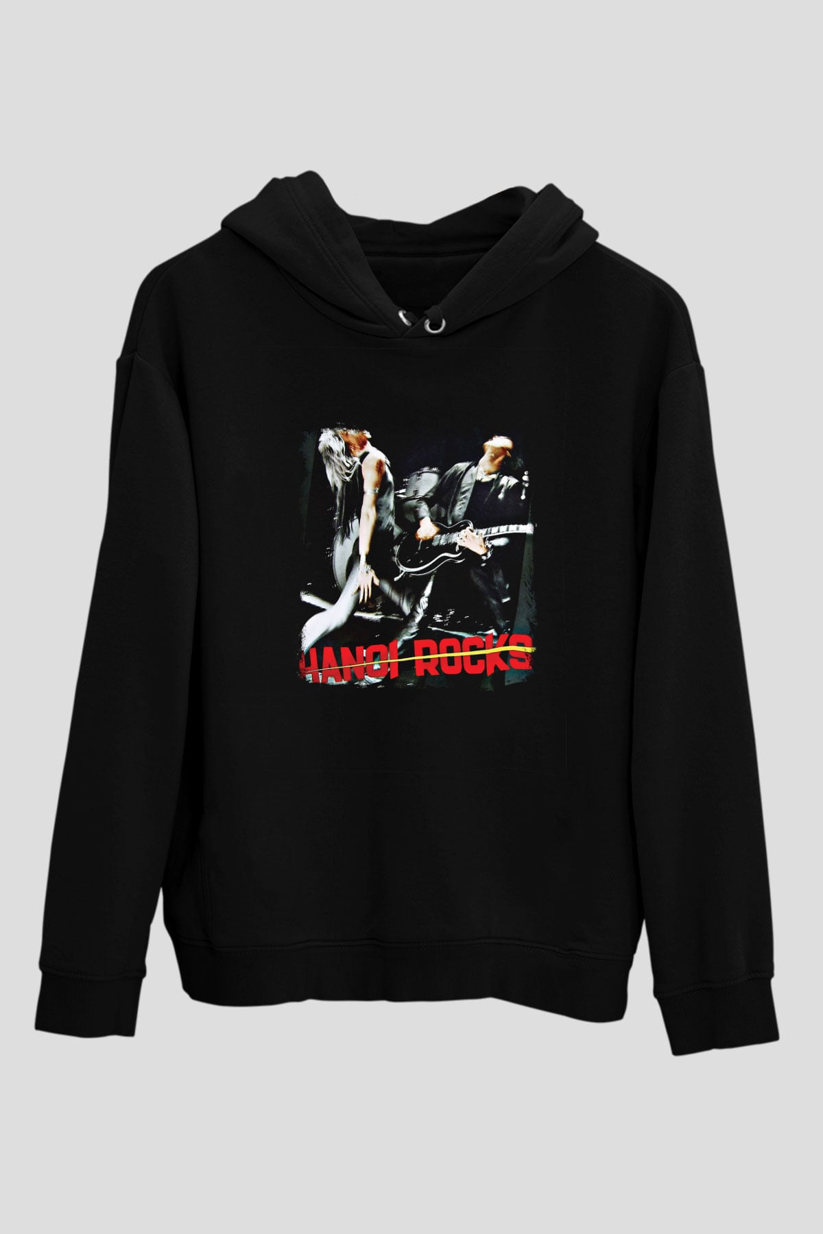 Hanoi Rocks Baskılı Unisex Siyah Hoodie