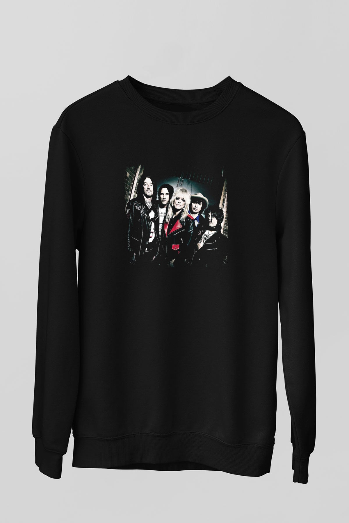 Hanoi Rocks Baskılı Unisex Siyah Sweatshirt
