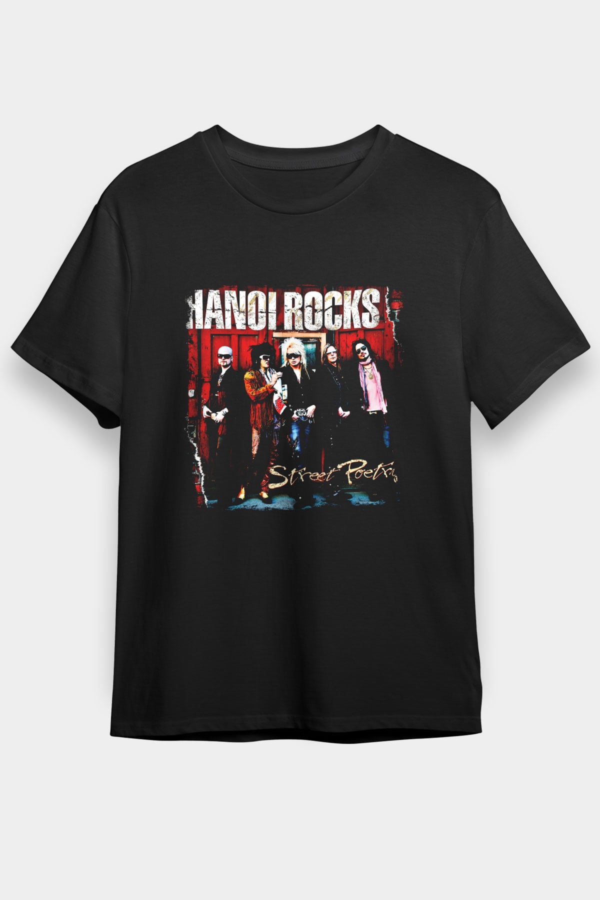 Hanoi Rocks Baskılı Unisex Siyah Tişört