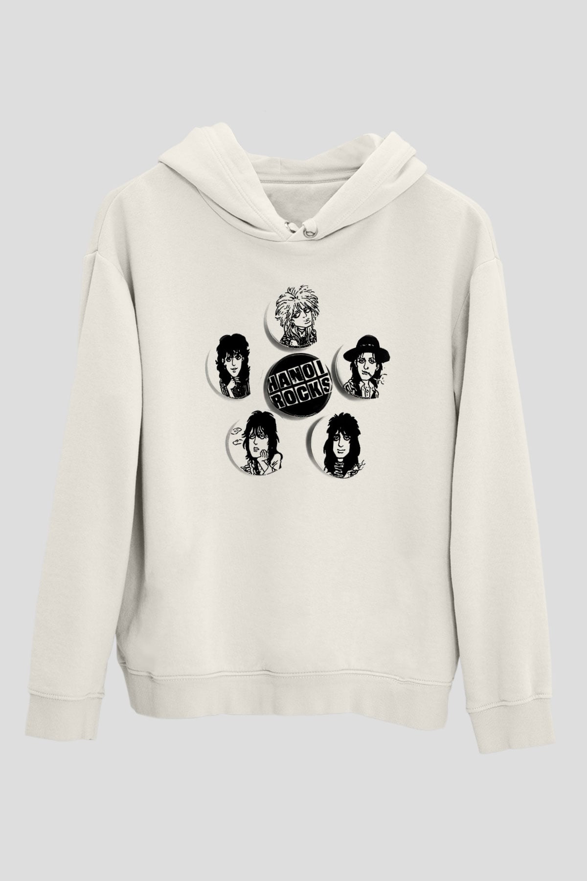 Hanoi Rocks Beyaz Unisex Kapşonlu Sweatshirt