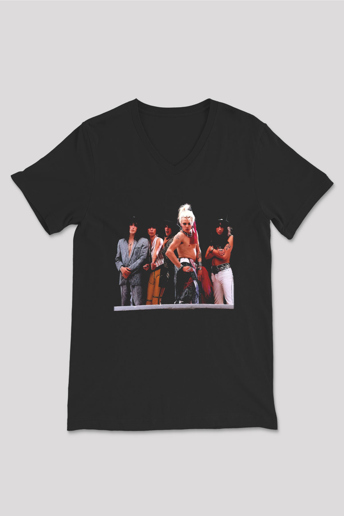 Hanoi Rocks Siyah Unisex V Yaka Tişört T-Shirt