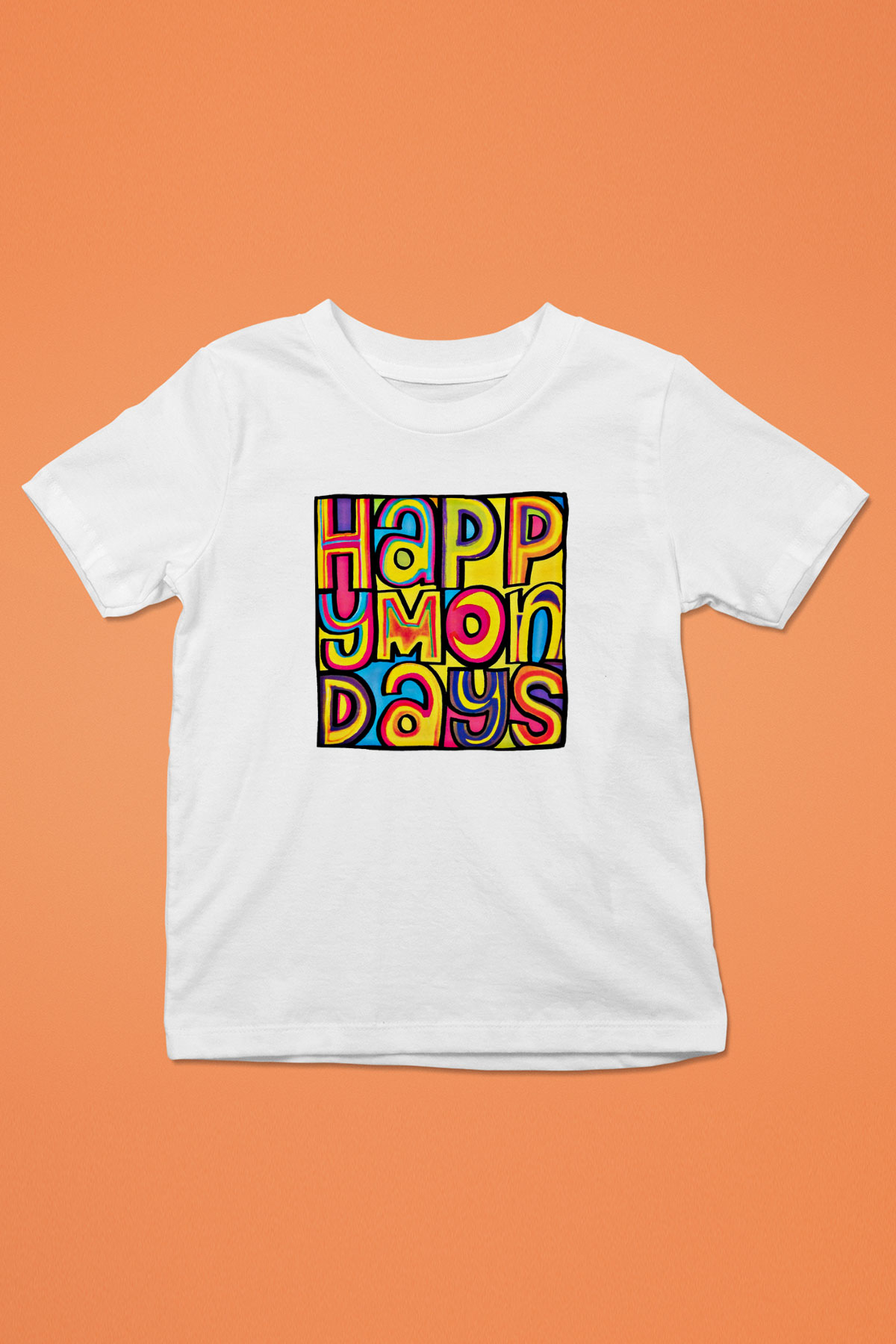 Happy Mondays Baskılı Unisex Beyaz Çocuk Tişört